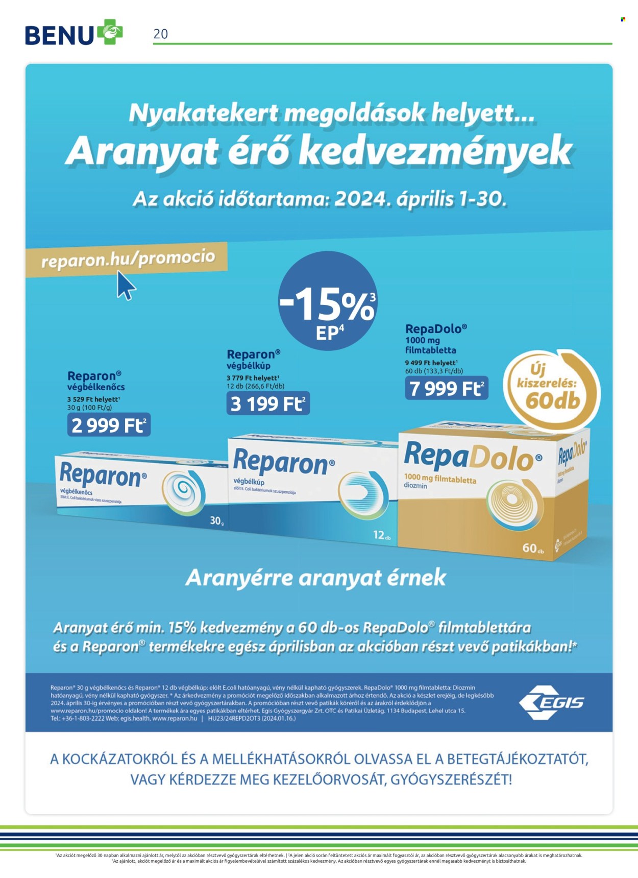 BENU Gyógyszertár akciós újságok - 2024.04.01 - 2024.04.30. Oldal 20