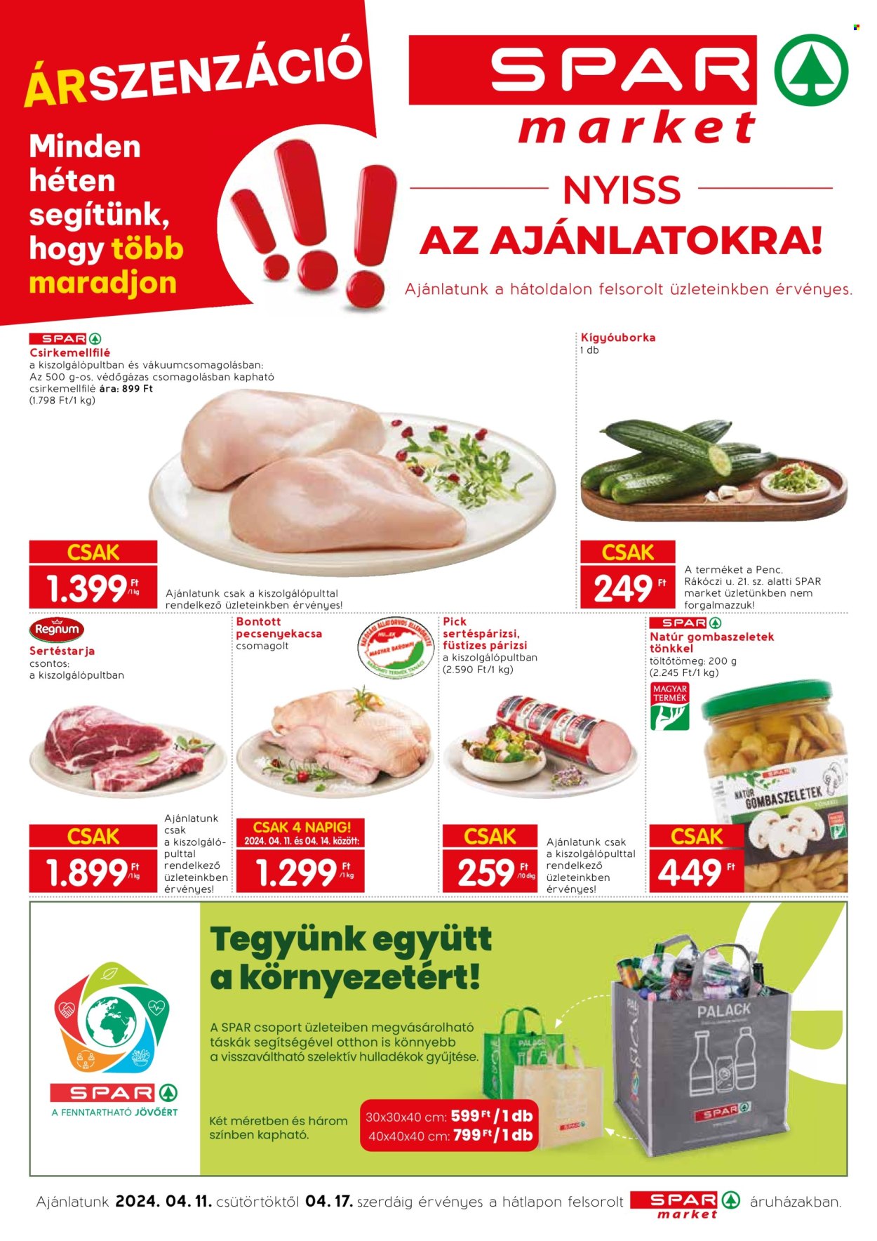 SPAR market akciós újságok - 2024.04.11 - 2024.04.17. Oldal 1