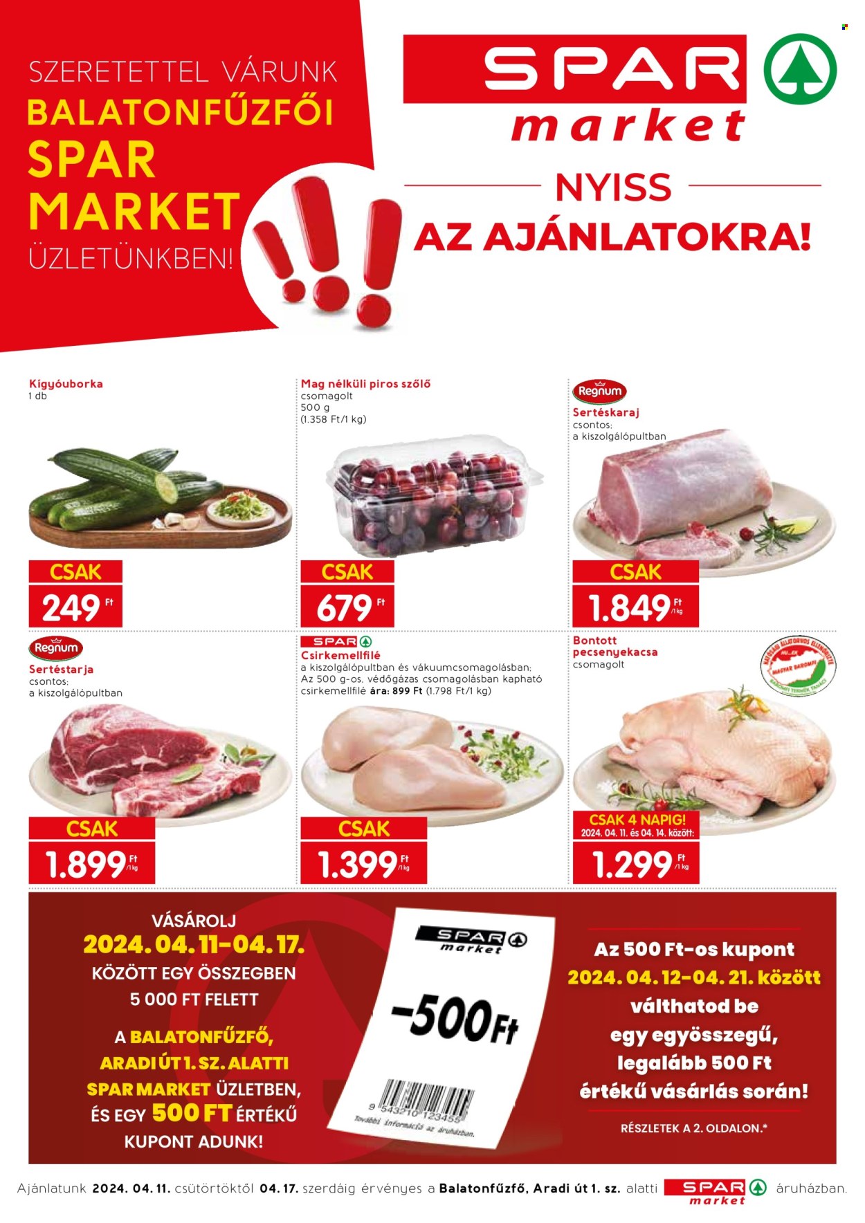 SPAR market akciós újságok - 2024.04.11 - 2024.04.17. Oldal 1