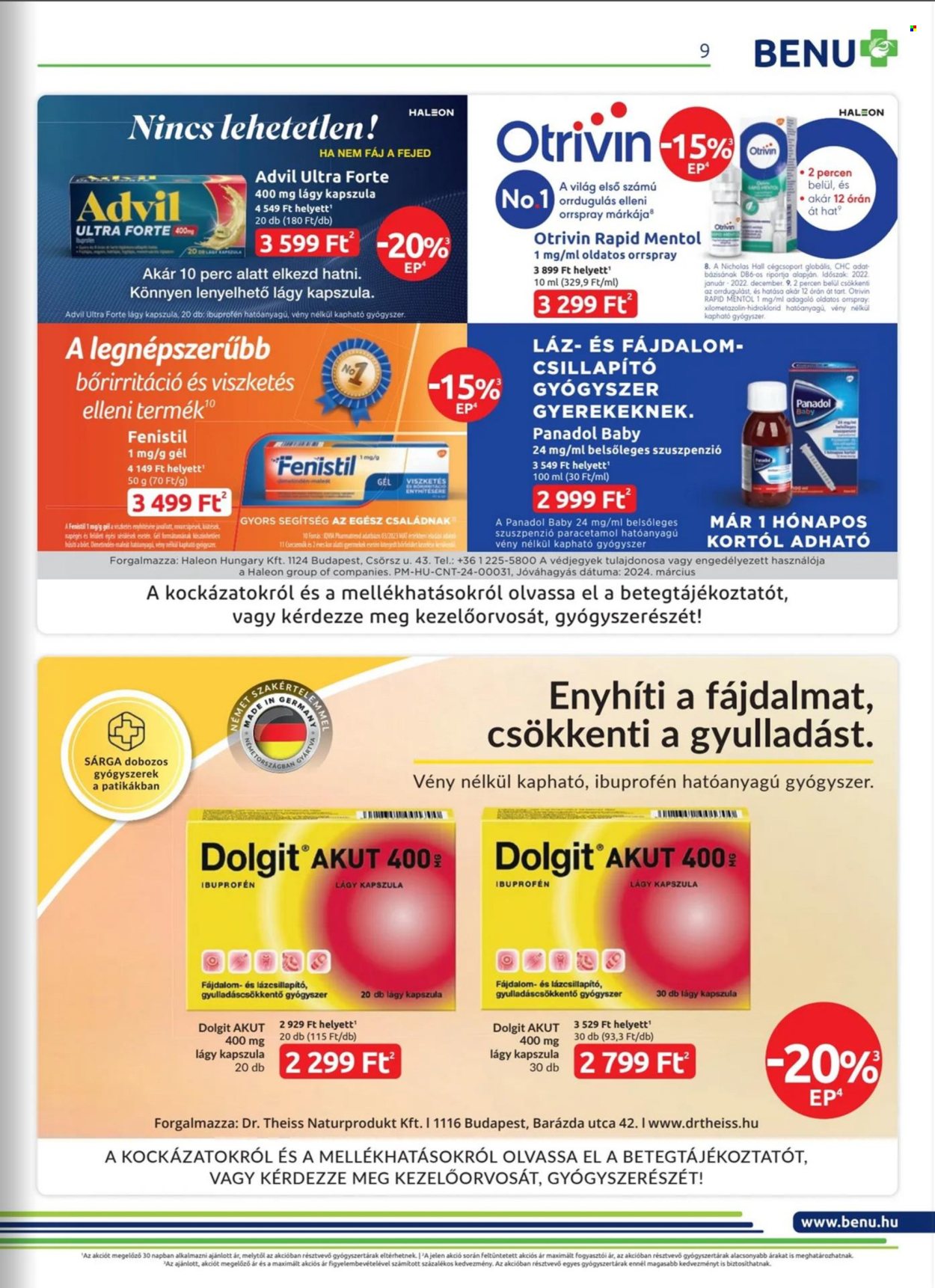 BENU Gyógyszertár akciós újságok - 2024.05.01 - 2024.05.31. Oldal 9