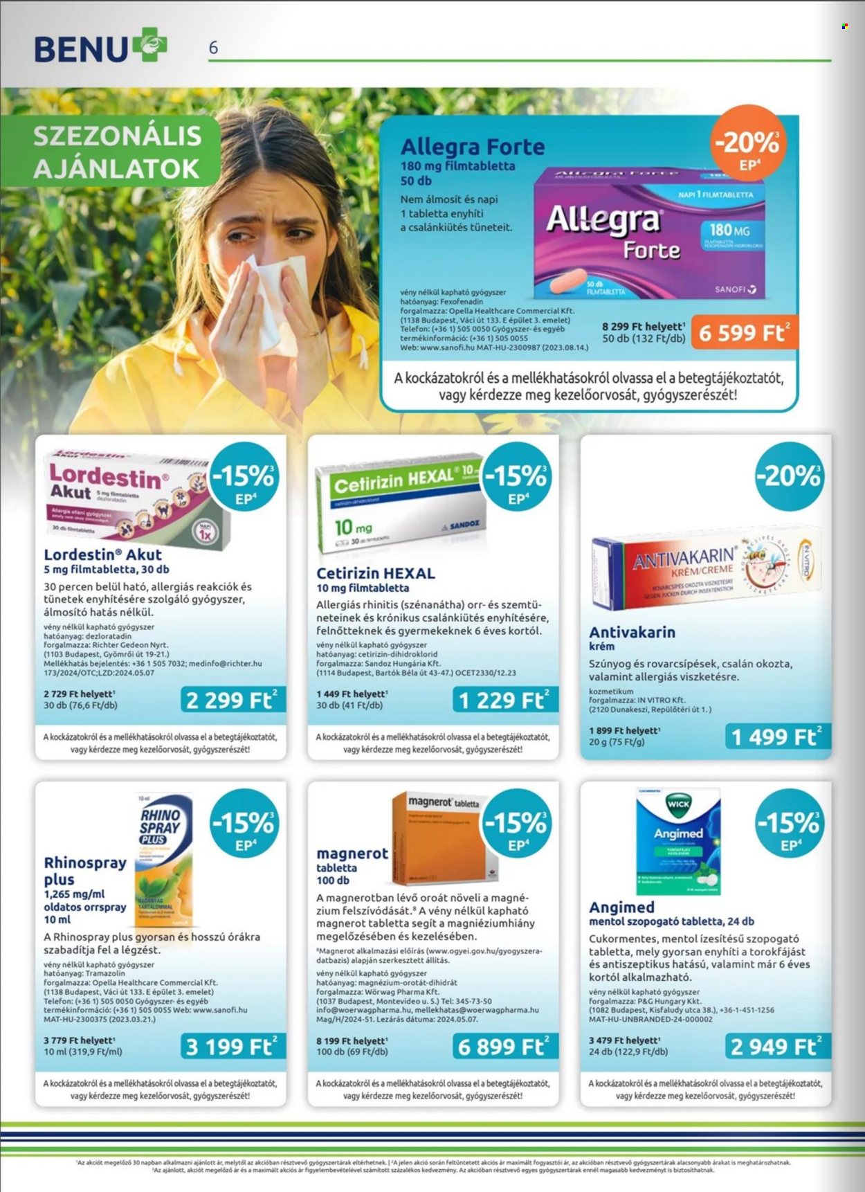 BENU Gyógyszertár akciós újságok - 2024.06.01 - 2024.06.30. Oldal 6