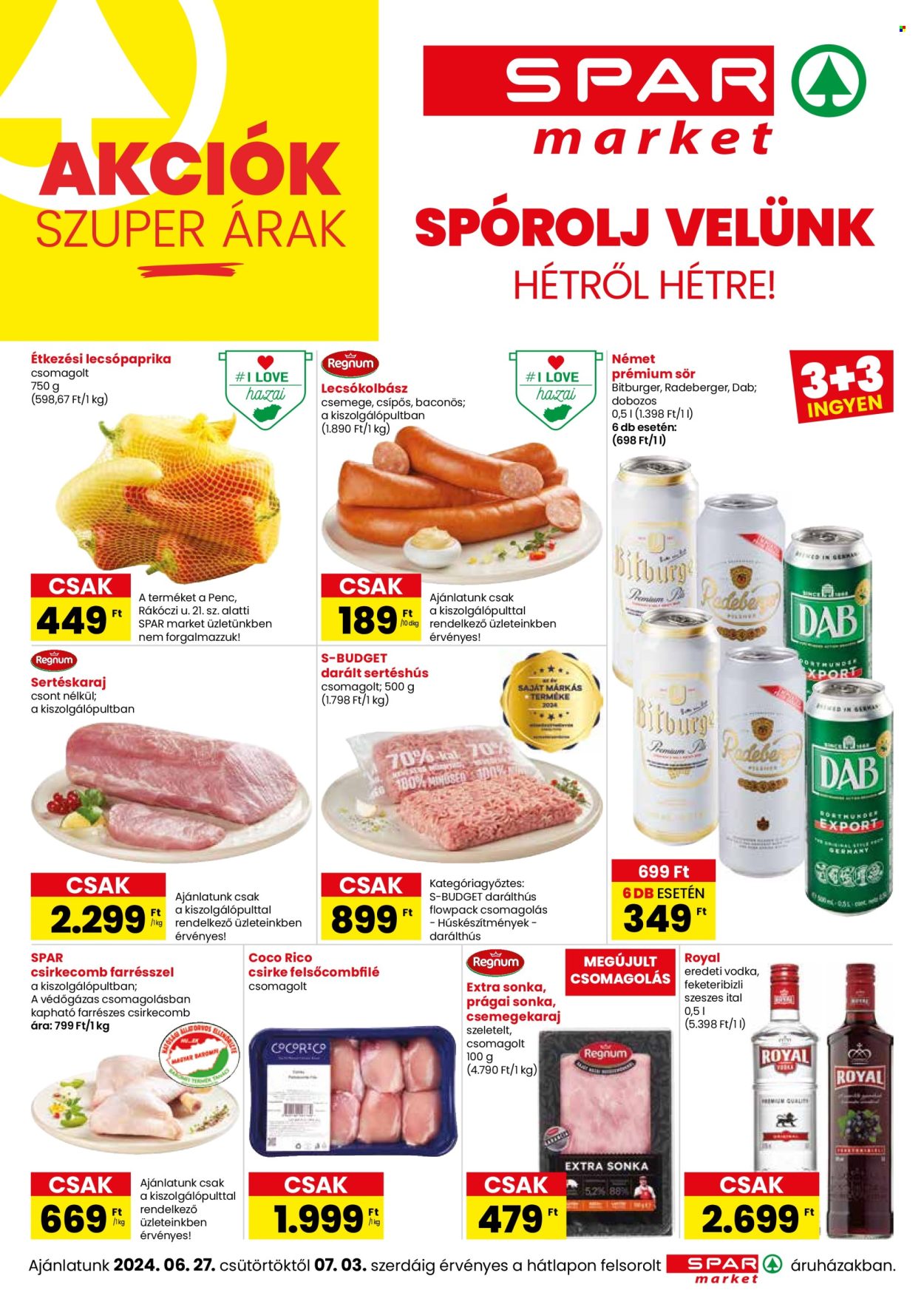 SPAR market akciós újságok - 2024.06.27 - 2024.07.03. Oldal 1