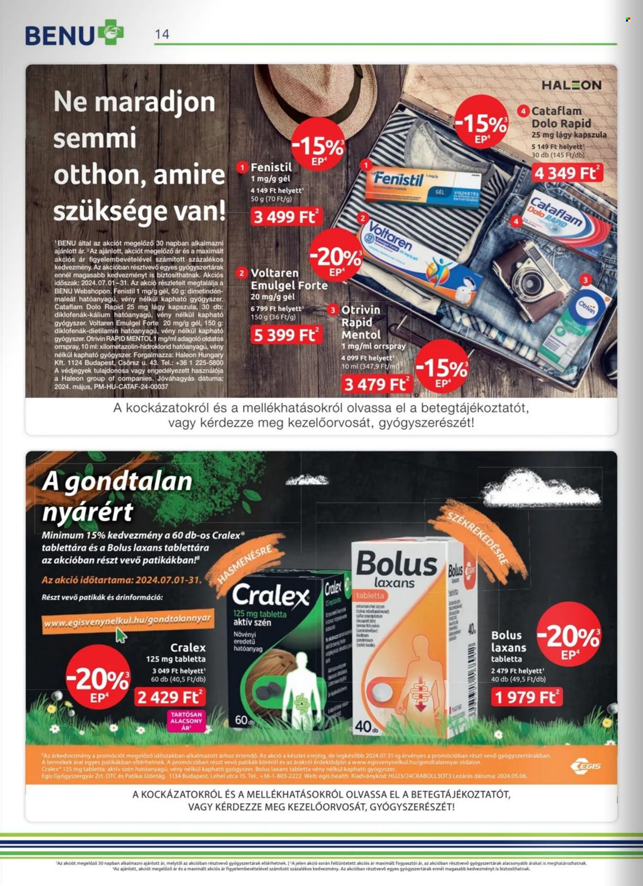 BENU Gyógyszertár akciós újságok - 2024.07.01 - 2024.07.31. Oldal 14