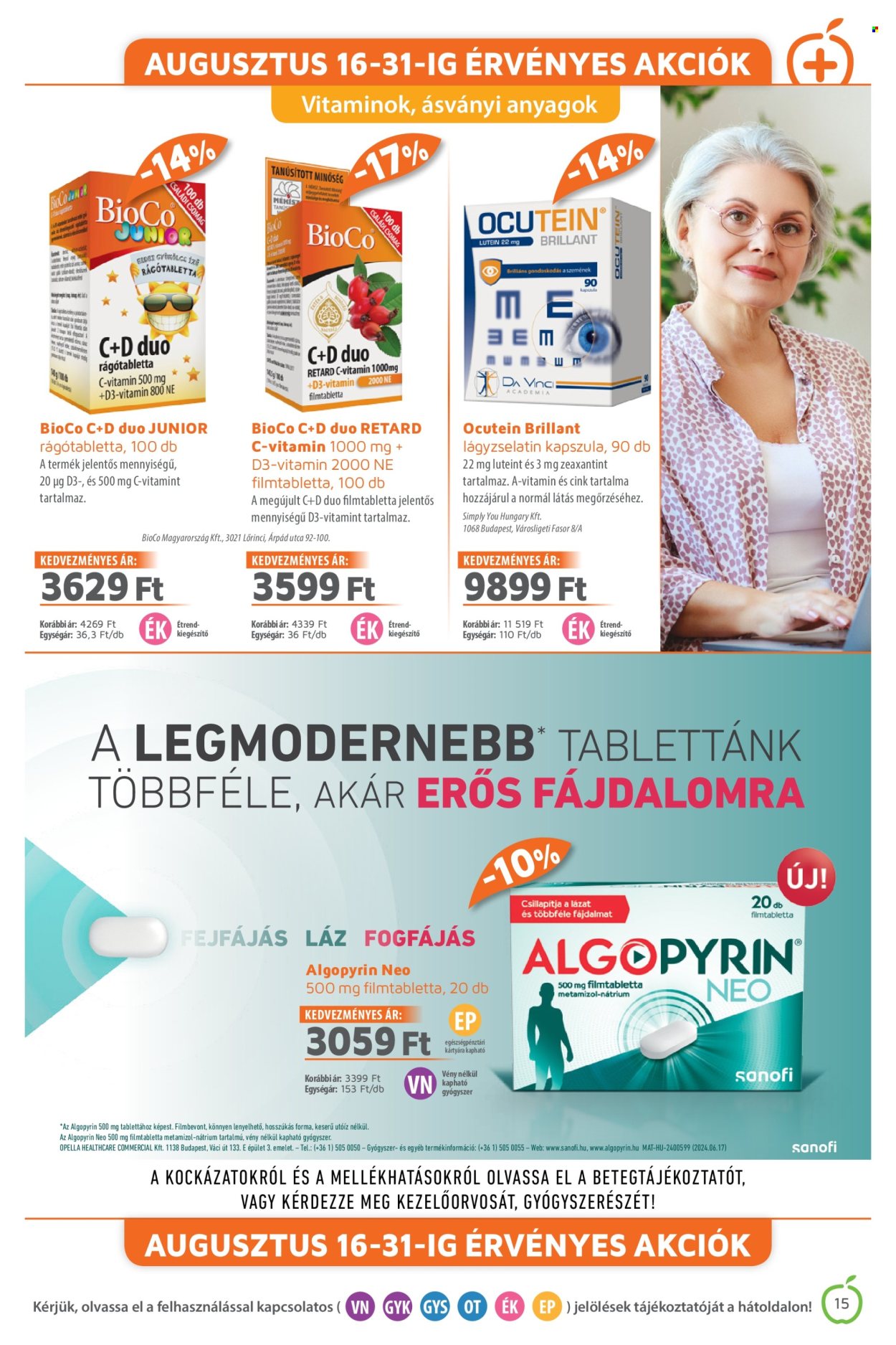 Alma Gyógyszertárak akciós újságok - 2024.08.01 - 2024.08.31. Oldal 15