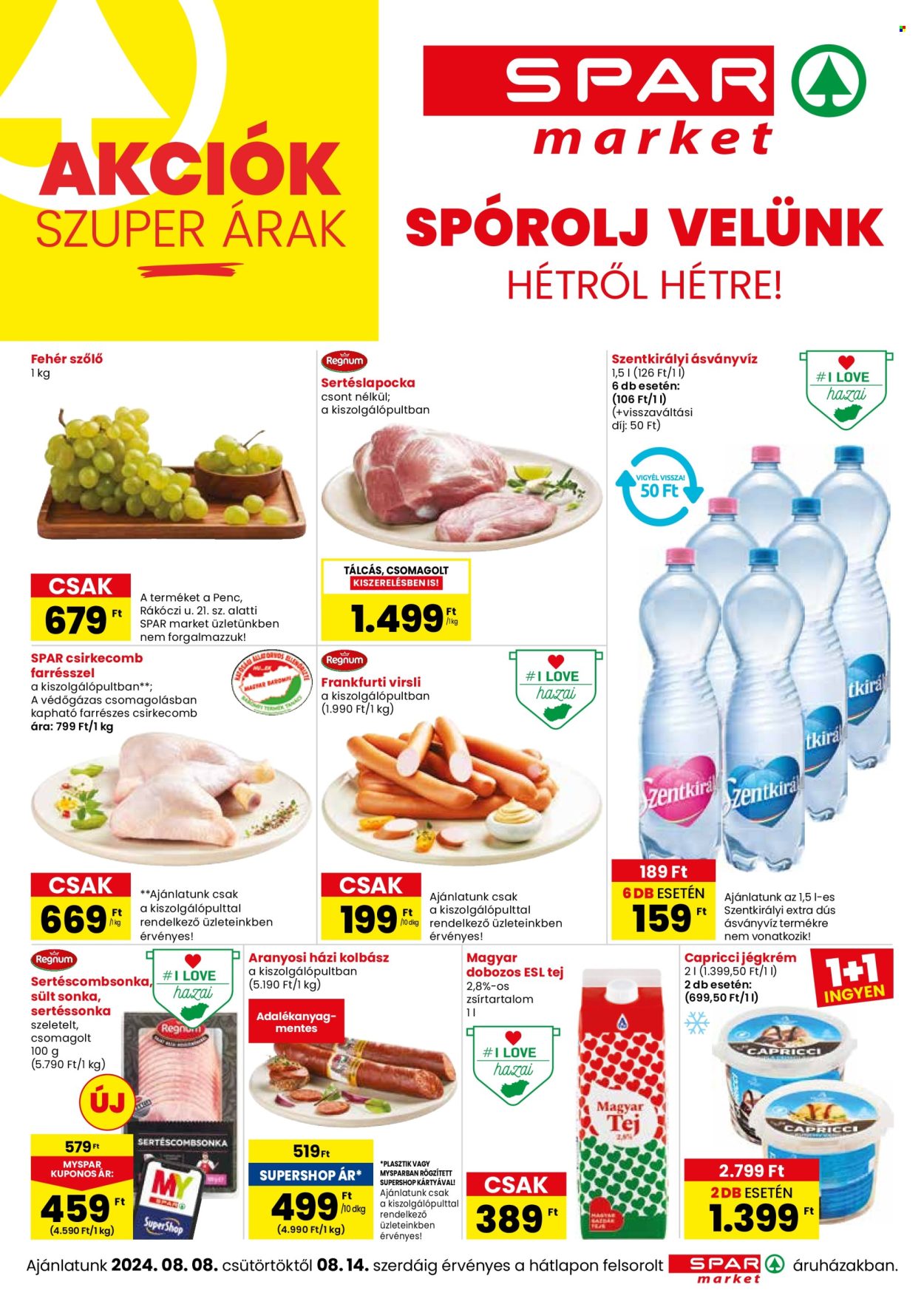 SPAR market akciós újságok - 2024.08.08 - 2024.08.14. Oldal 1