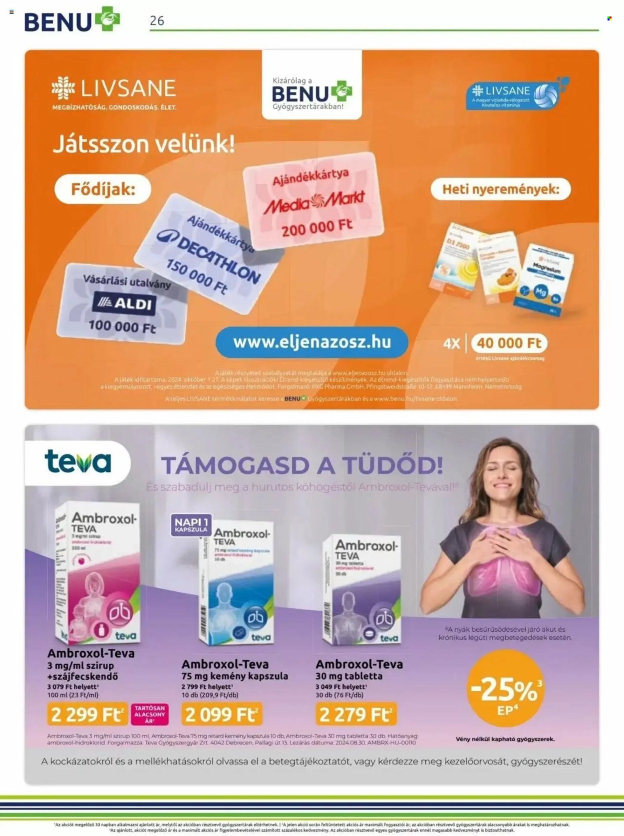 BENU Gyógyszertár akciós újságok - 2024.10.01 - 2024.10.31. Oldal 26