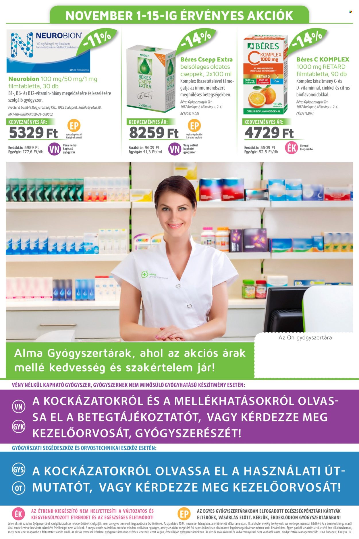 Alma Gyógyszertárak akciós újságok - 2024.11.01 - 2024.11.30. Oldal 20