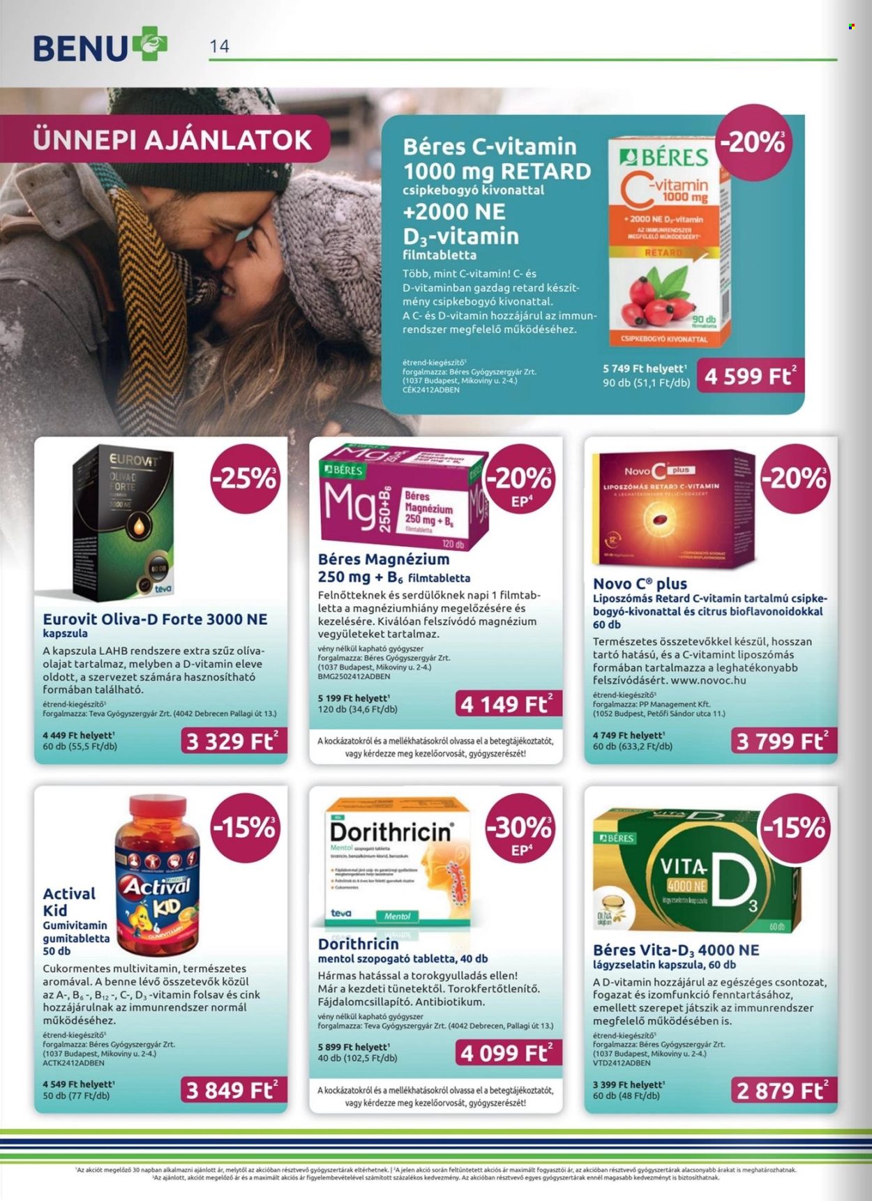 BENU Gyógyszertár akciós újságok - 2024.12.01 - 2024.12.31. Oldal 14