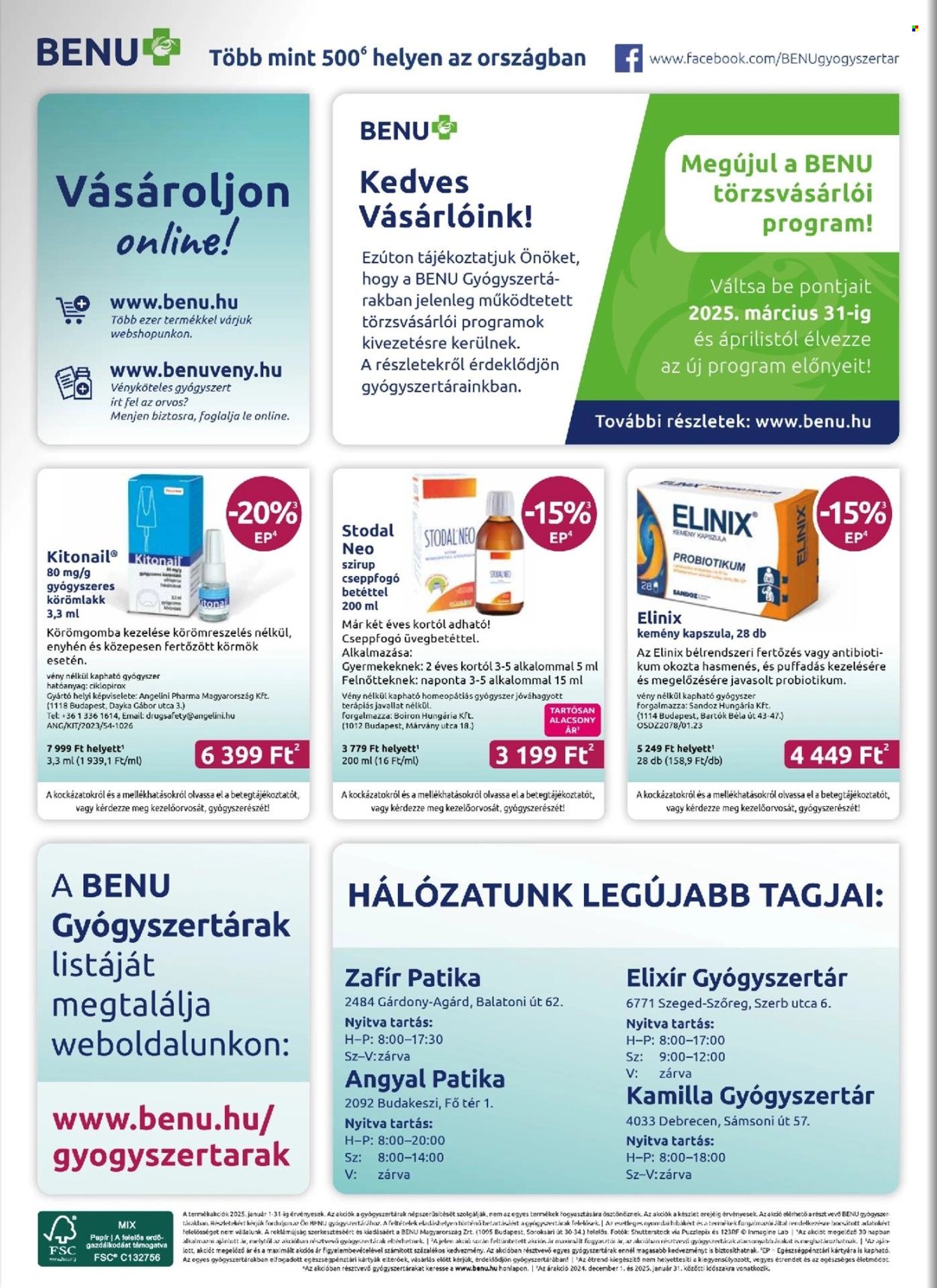 BENU Gyógyszertár akciós újságok - 2025.01.01 - 2025.01.31. Oldal 28
