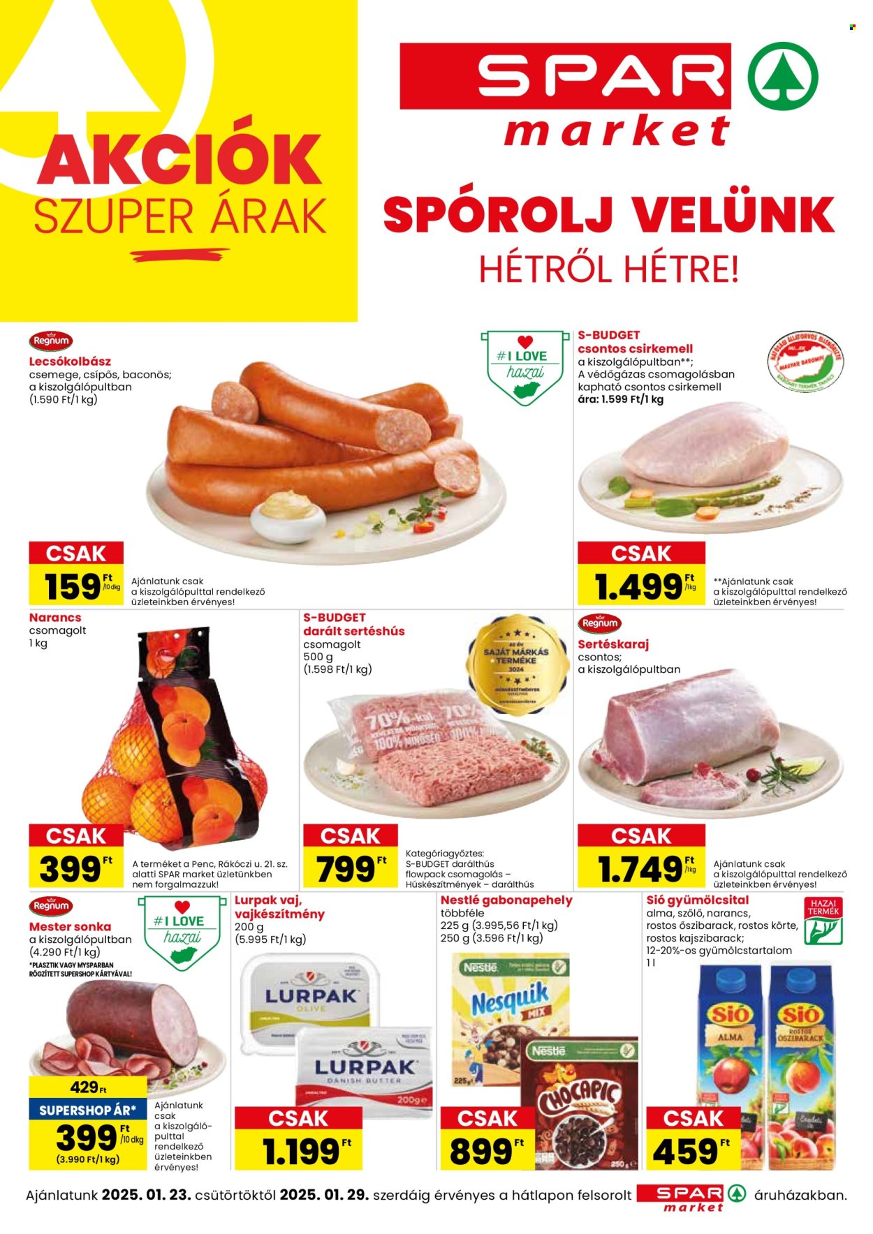 SPAR market akciós újságok - 2025.01.23 - 2025.01.29. Oldal 1