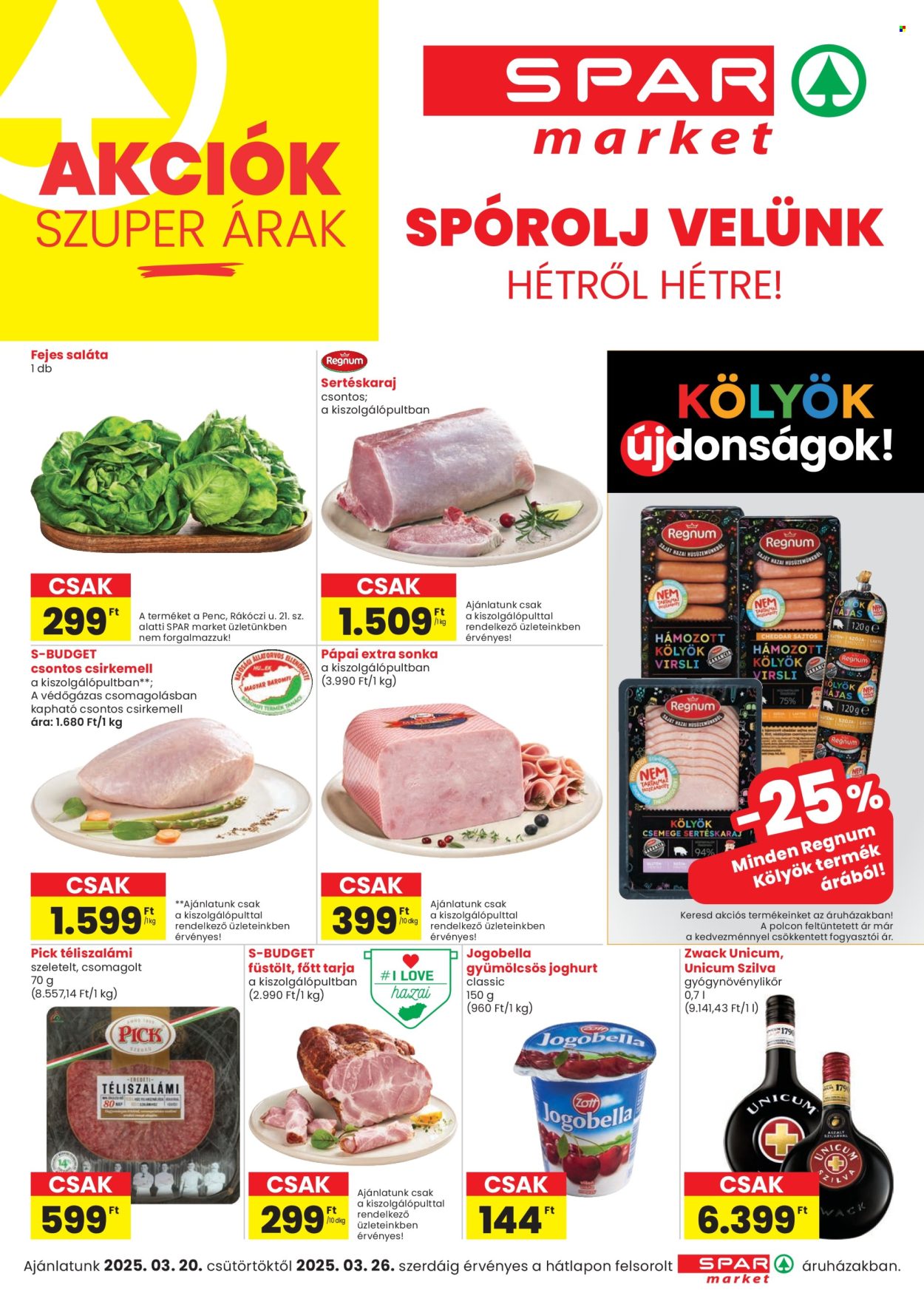 SPAR market akciós újságok - 2025.03.20 - 2025.03.26. Oldal 1