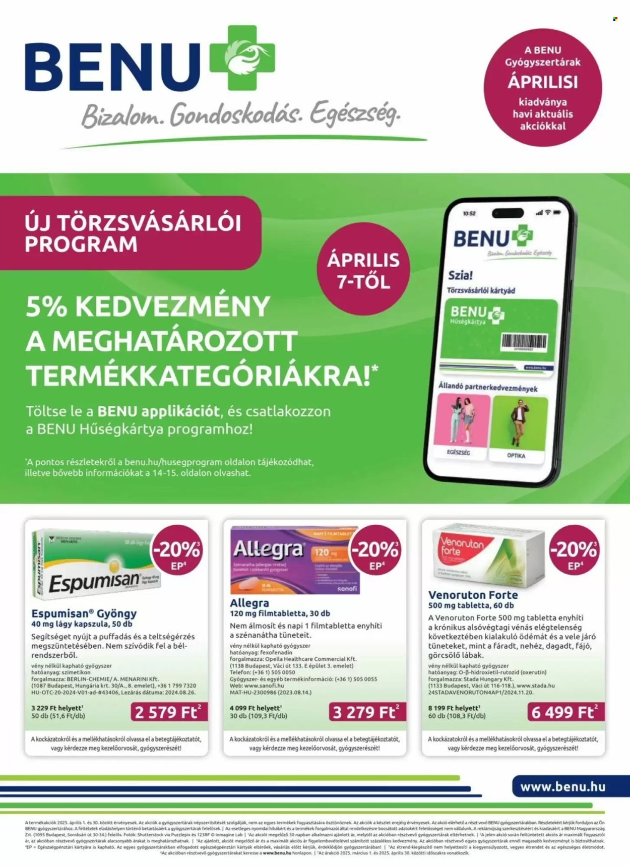 BENU Gyógyszertár akciós újságok - 2025.04.01 - 2025.04.30. Oldal 1