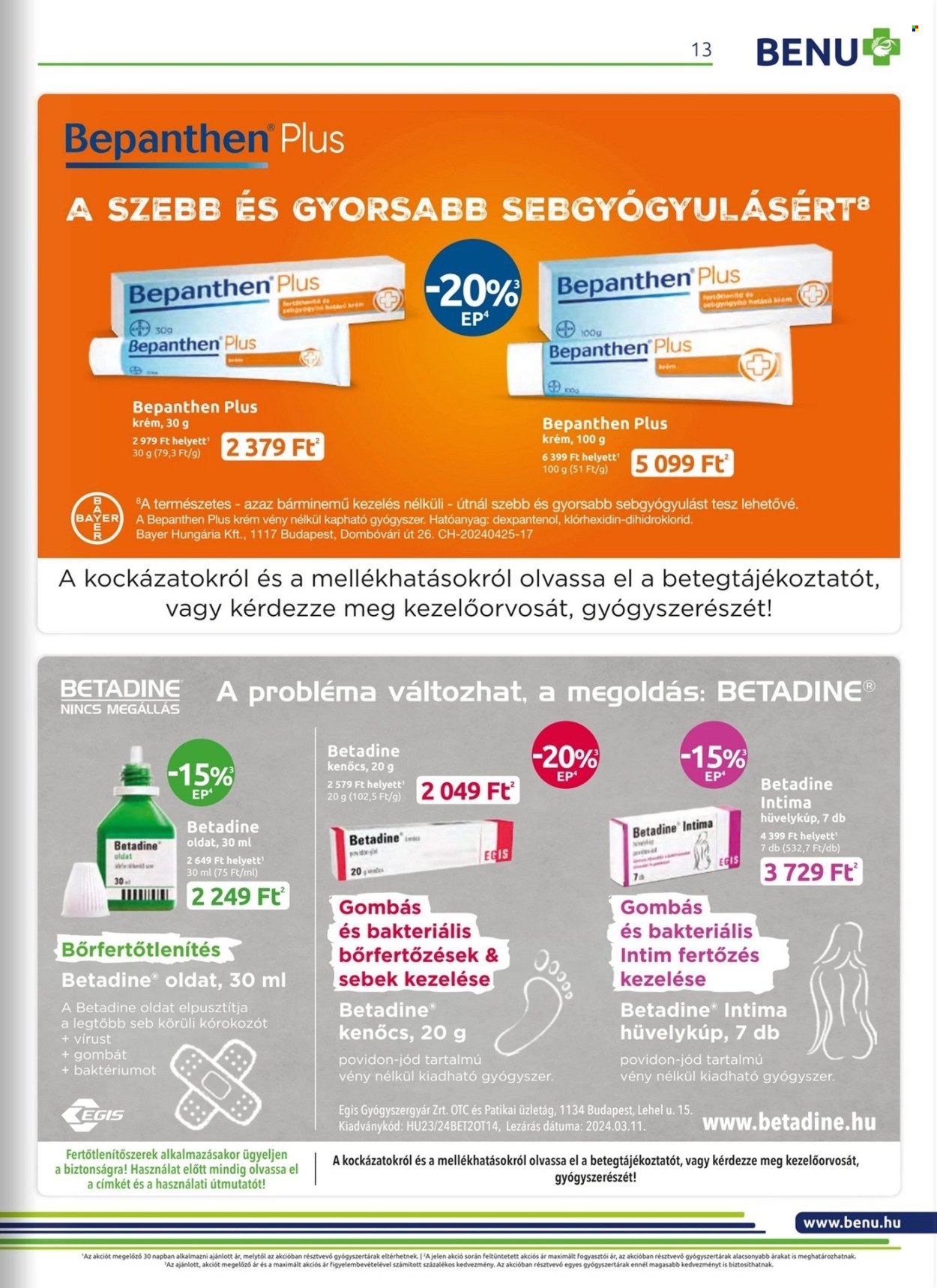 BENU Gyógyszertár akciós újságok - 2025.06.01 - 2025.06.30. Oldal 13