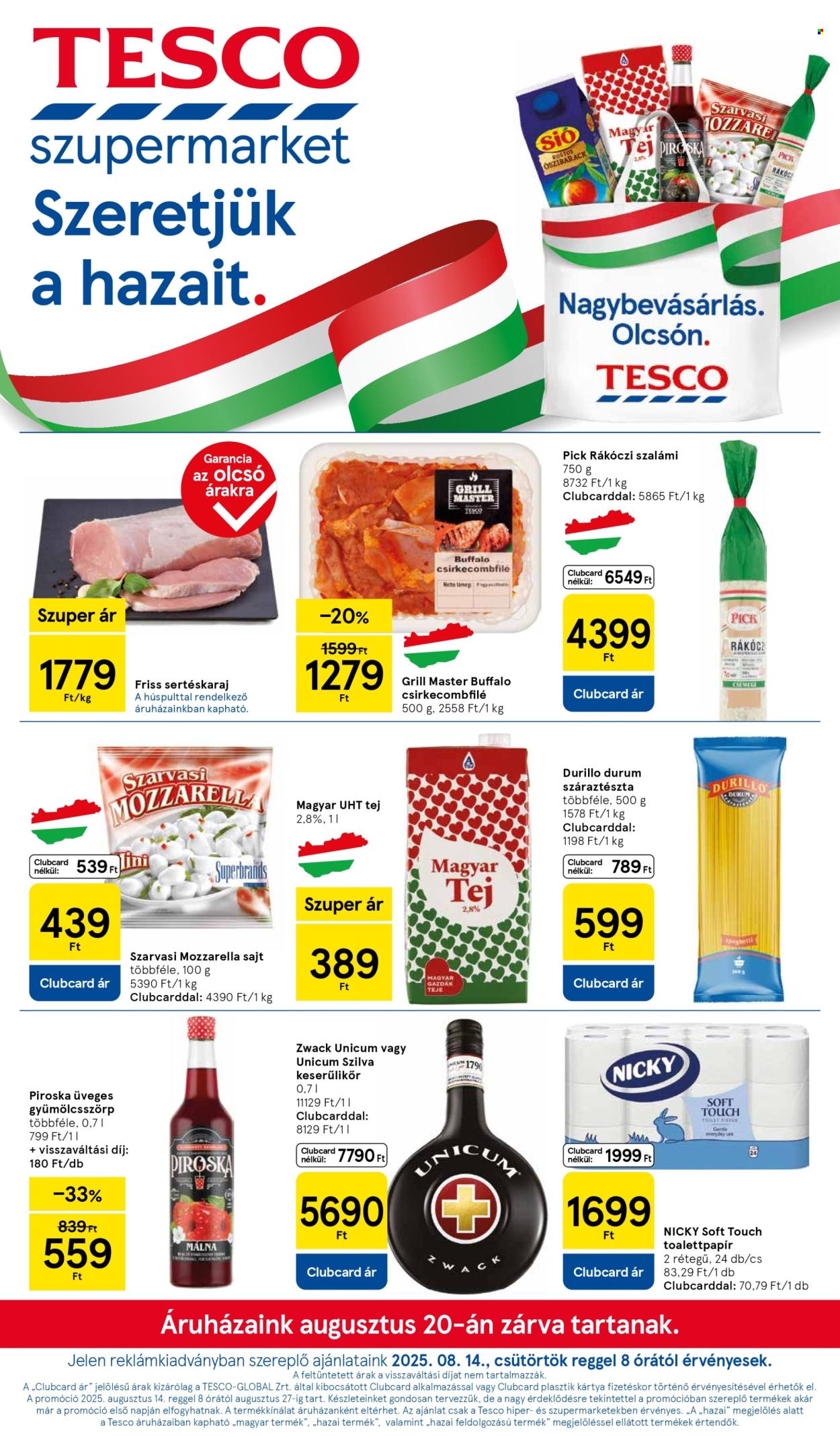 TESCO akciós újságok - 2025.08.14 - 2025.08.20. Oldal 1