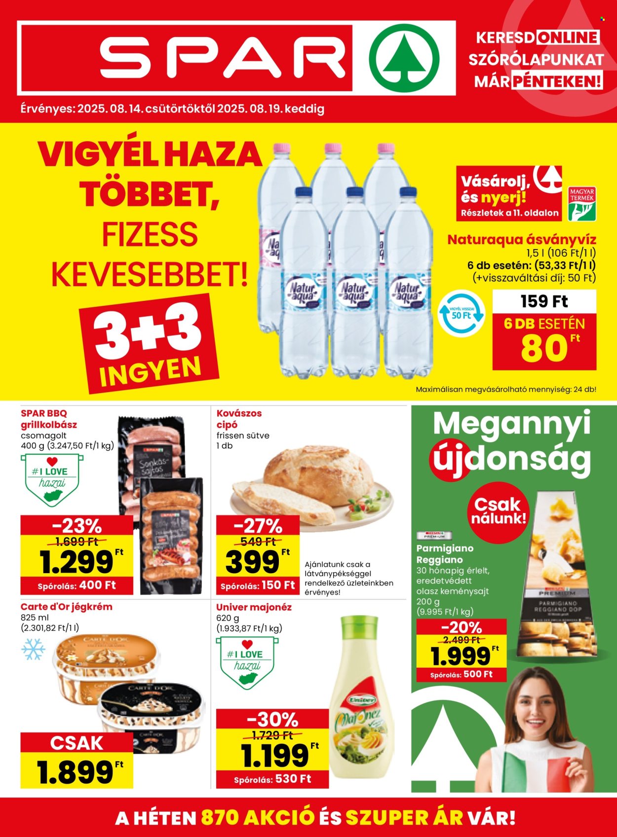 SPAR akciós újságok - 2025.08.14 - 2025.08.19. Oldal 1