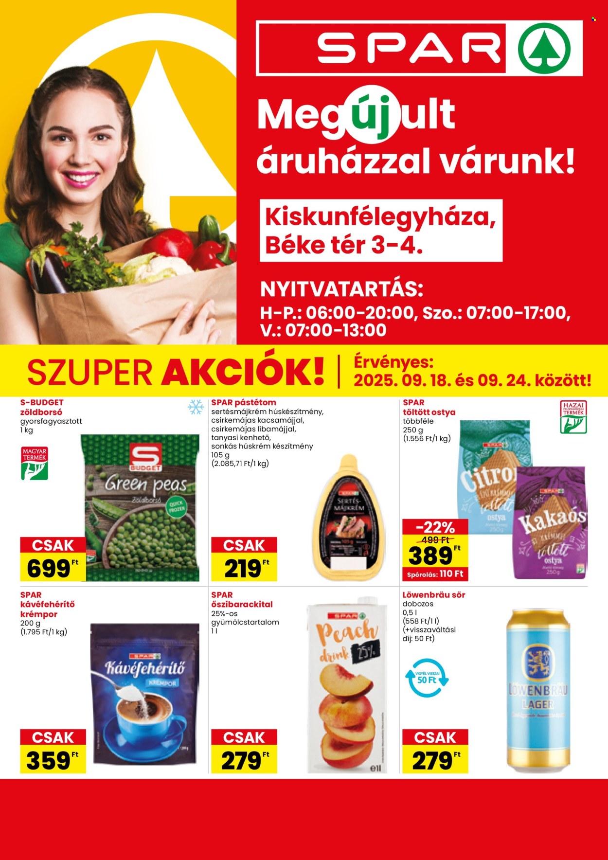 SPAR Szupermarket akciós újságok - 2025.09.18 - 2025.09.24. Oldal 1