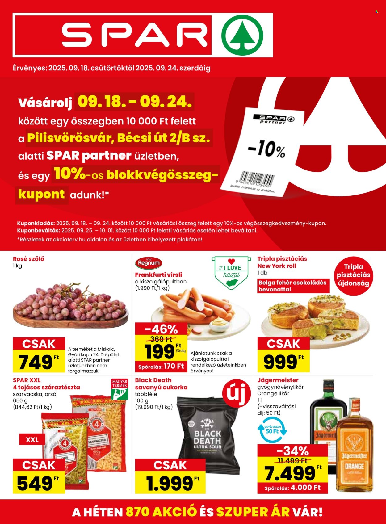 SPAR Szupermarket akciós újságok - 2025.09.18 - 2025.09.24. Oldal 1