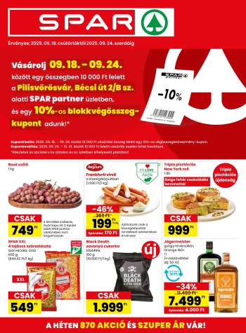 Újság SPAR Szupermarket - 2025.09.18 - 2025.09.24.