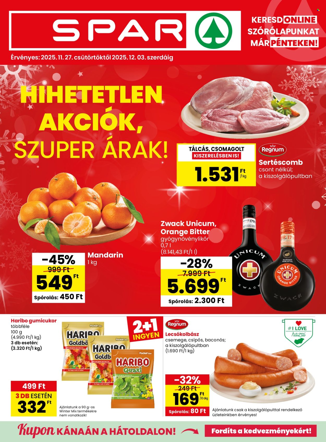 SPAR akciós újságok - 2025.11.27 - 2025.12.03. Oldal 1