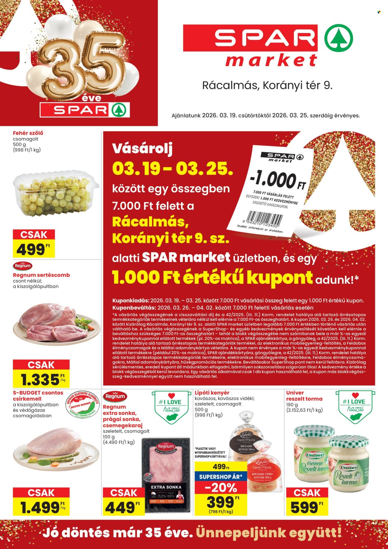 SPAR market akciós újságok - 2026.03.19 - 2026.03.25. Oldal 1