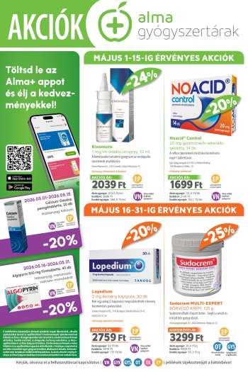 Újság Alma Gyógyszertárak - 2026.05.01 - 2026.05.31.