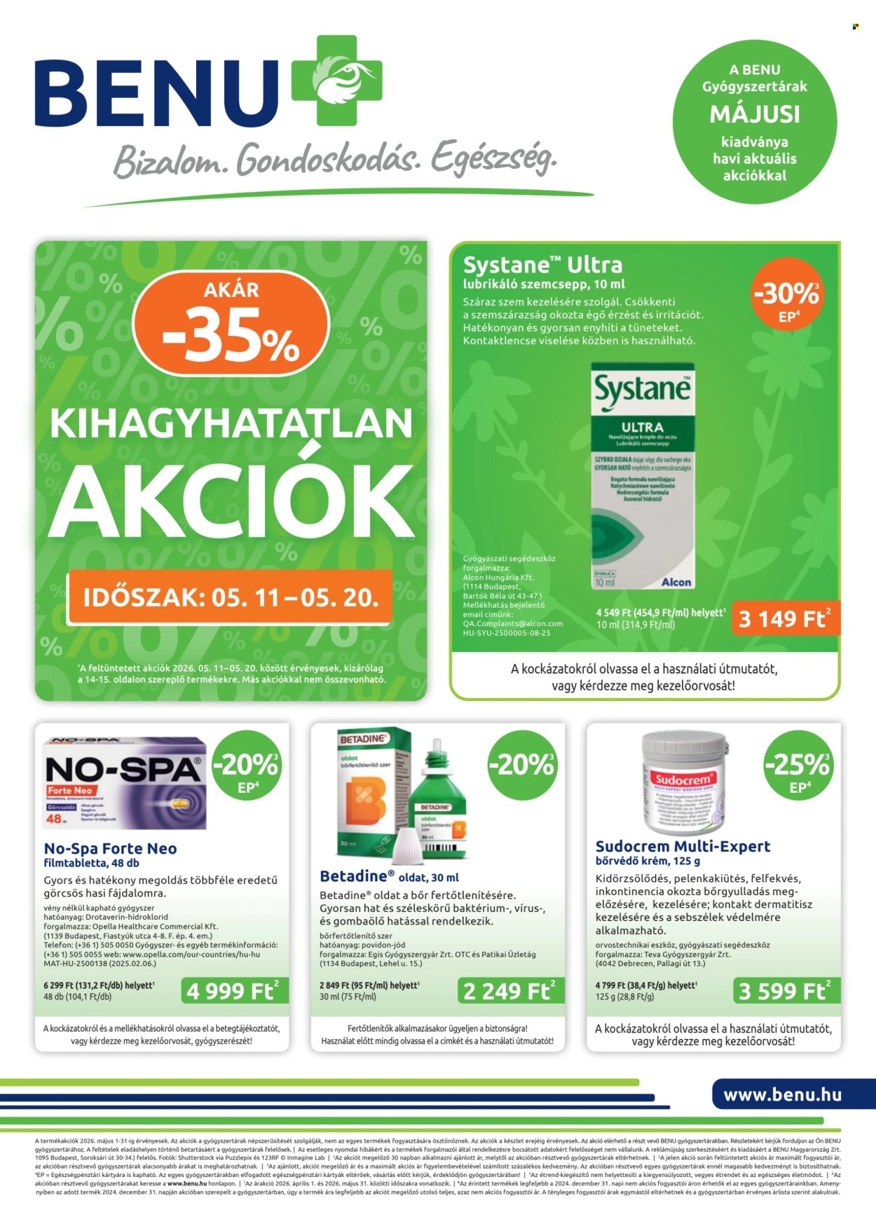 BENU Gyógyszertár akciós újságok - 2026.05.01 - 2026.05.31. Oldal 1