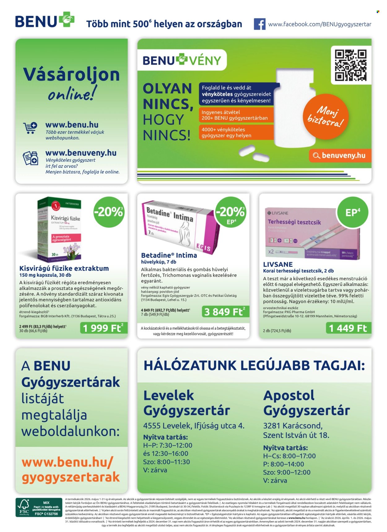 BENU Gyógyszertár akciós újságok - 2026.05.01 - 2026.05.31. Oldal 28