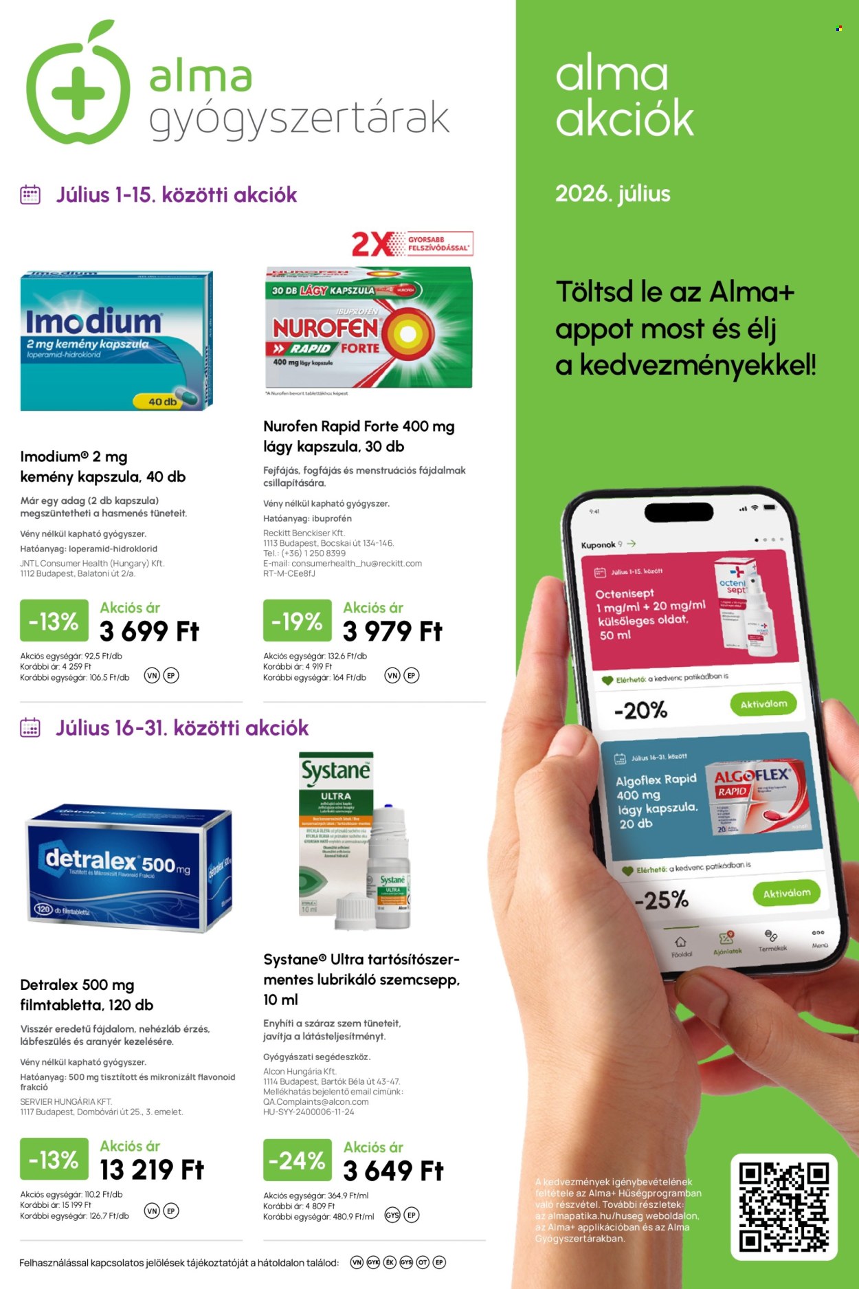 Alma Gyógyszertárak akciós újságok - 2026.07.01 - 2026.07.31. Oldal 1