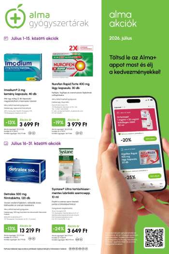 Újság Alma Gyógyszertárak - 2026.07.01 - 2026.07.31.