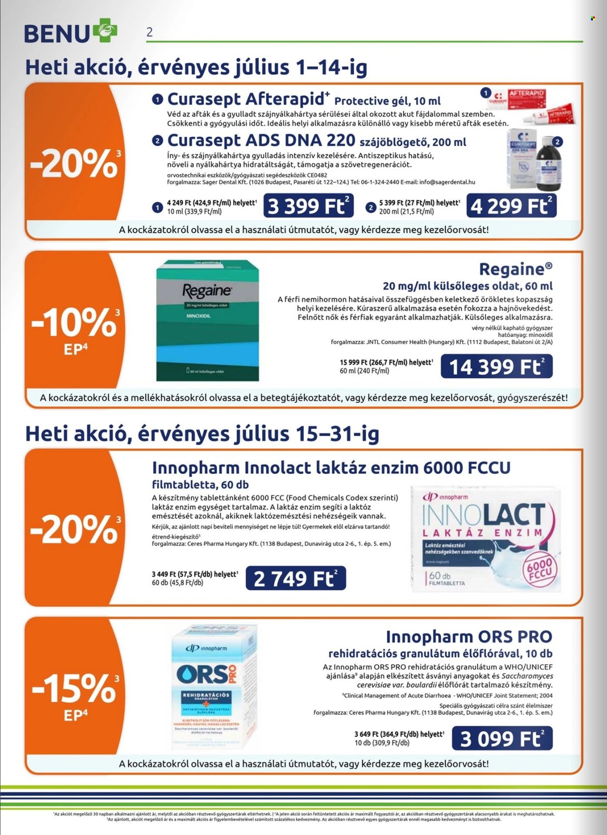 BENU Gyógyszertár akciós újságok - 2026.07.01 - 2026.07.31. Oldal 2