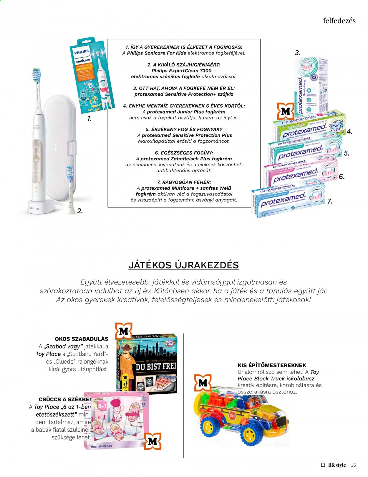 thumbnail - Müller akciós újsága  - Akciós termékek - szájvíz, fogkrém, fogkefe, Philips, játék.  35. Oldal