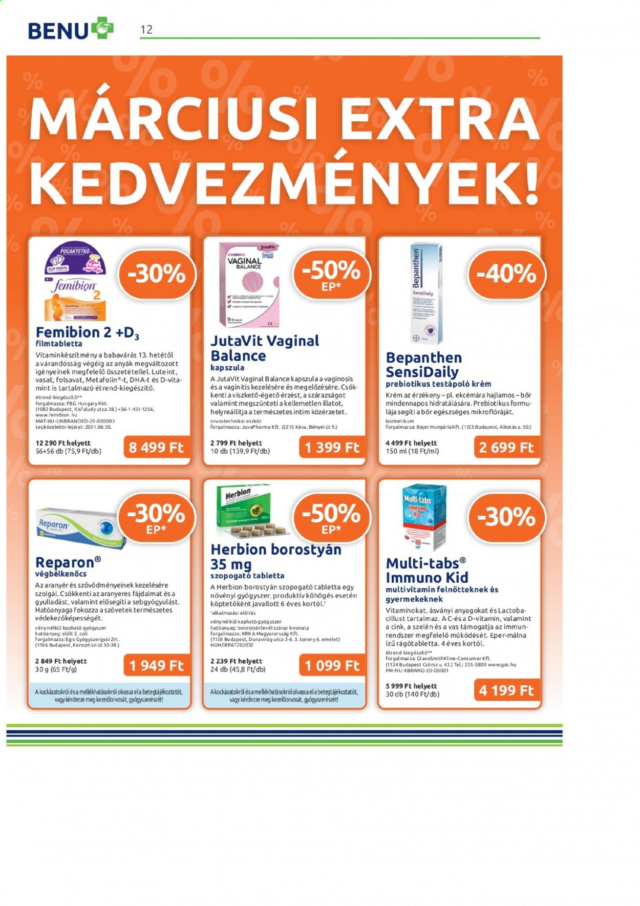 BENU Gyógyszertár akciós újságok - 2021.03.01 - 2021.03.31. Oldal 12