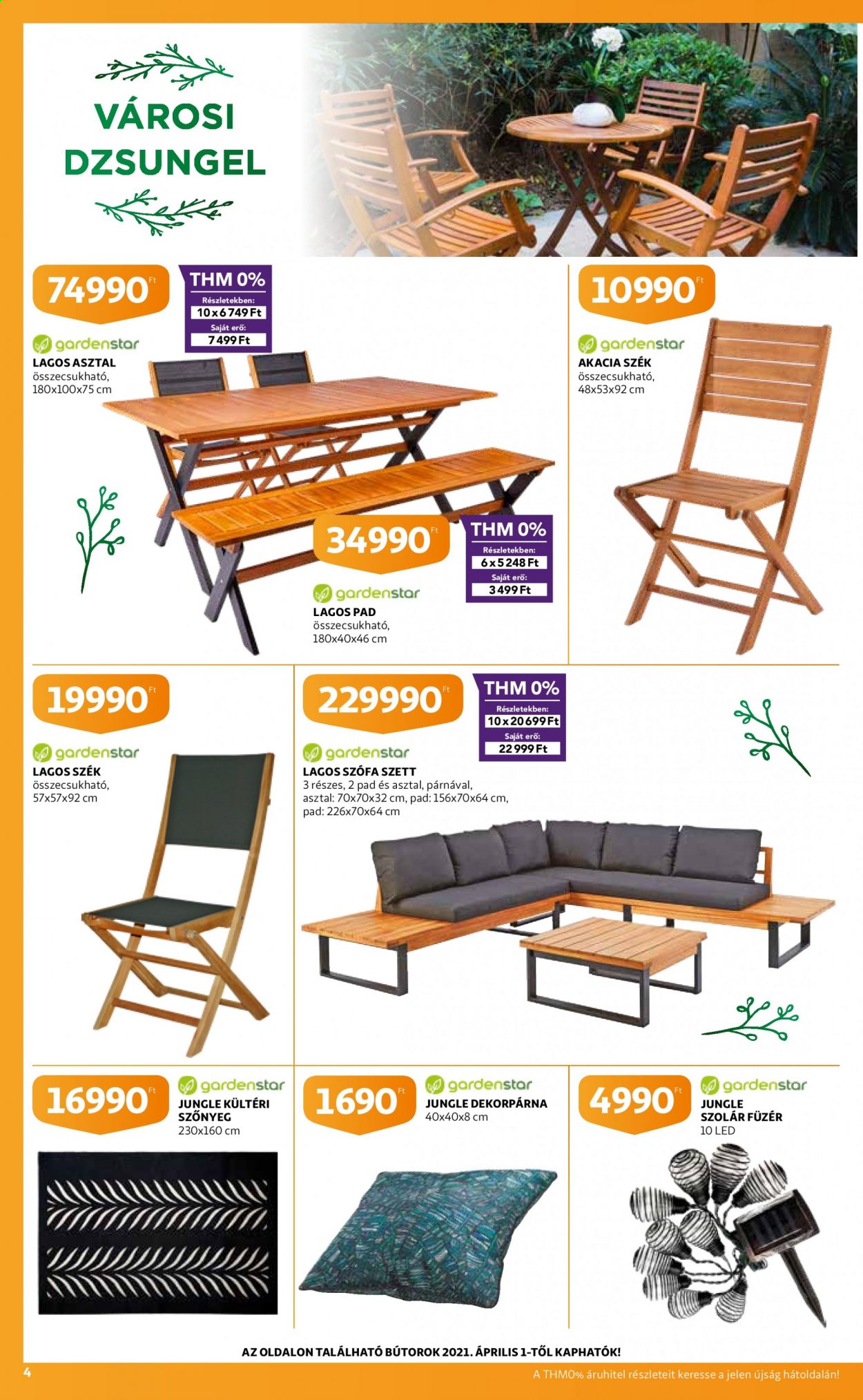 thumbnail - Auchan akciós újsága  - 2021.03.25 - 2021.04.14 - Akciós termékek - pad, szék, asztal, szófa, szőnyeg, kültéri szőnyeg.  4. Oldal