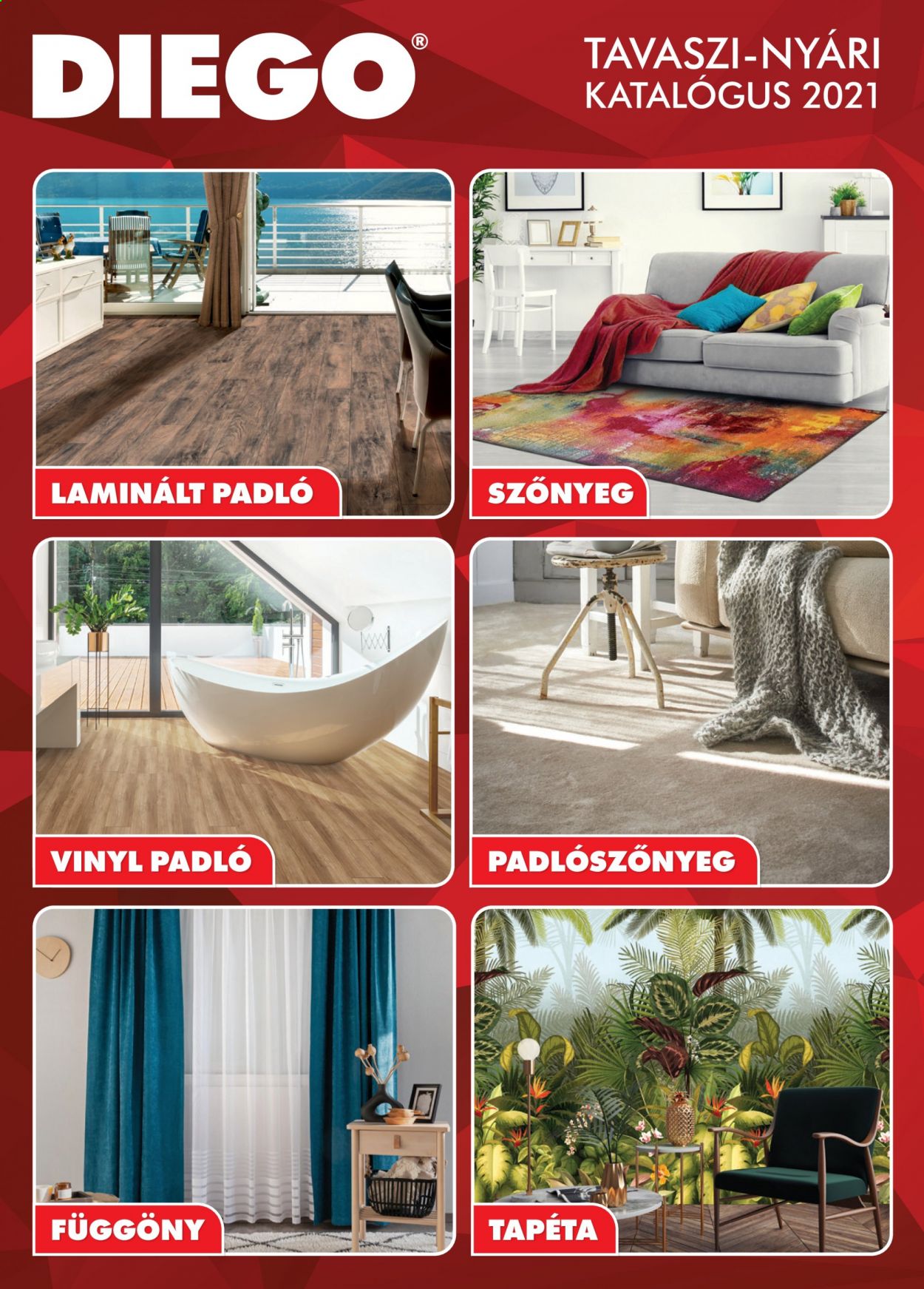 thumbnail - Diego akciós újsága  - 2021.04.01 - 2021.09.30 - Akciós termékek - függöny, vinyl padló, laminált padló, padlószőnyeg, szőnyeg.  1. Oldal