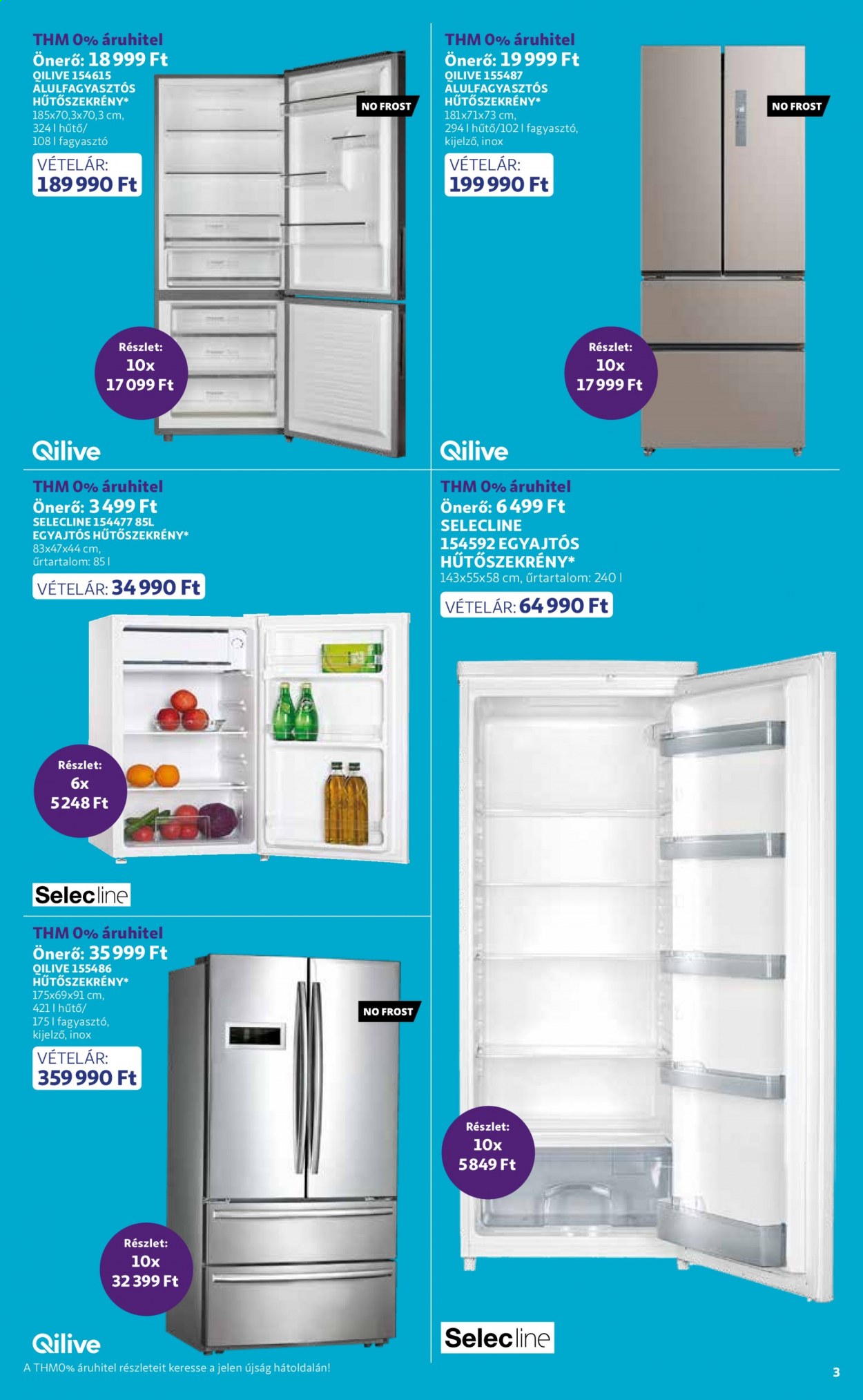 thumbnail - Auchan akciós újsága  - 2021.05.06 - 2021.05.19 - Akciós termékek - egyajtós hűtőszekrény, hűtőszekrény, fagyasztó, alulfagyasztós kombinált hűtőszekrény.  3. Oldal