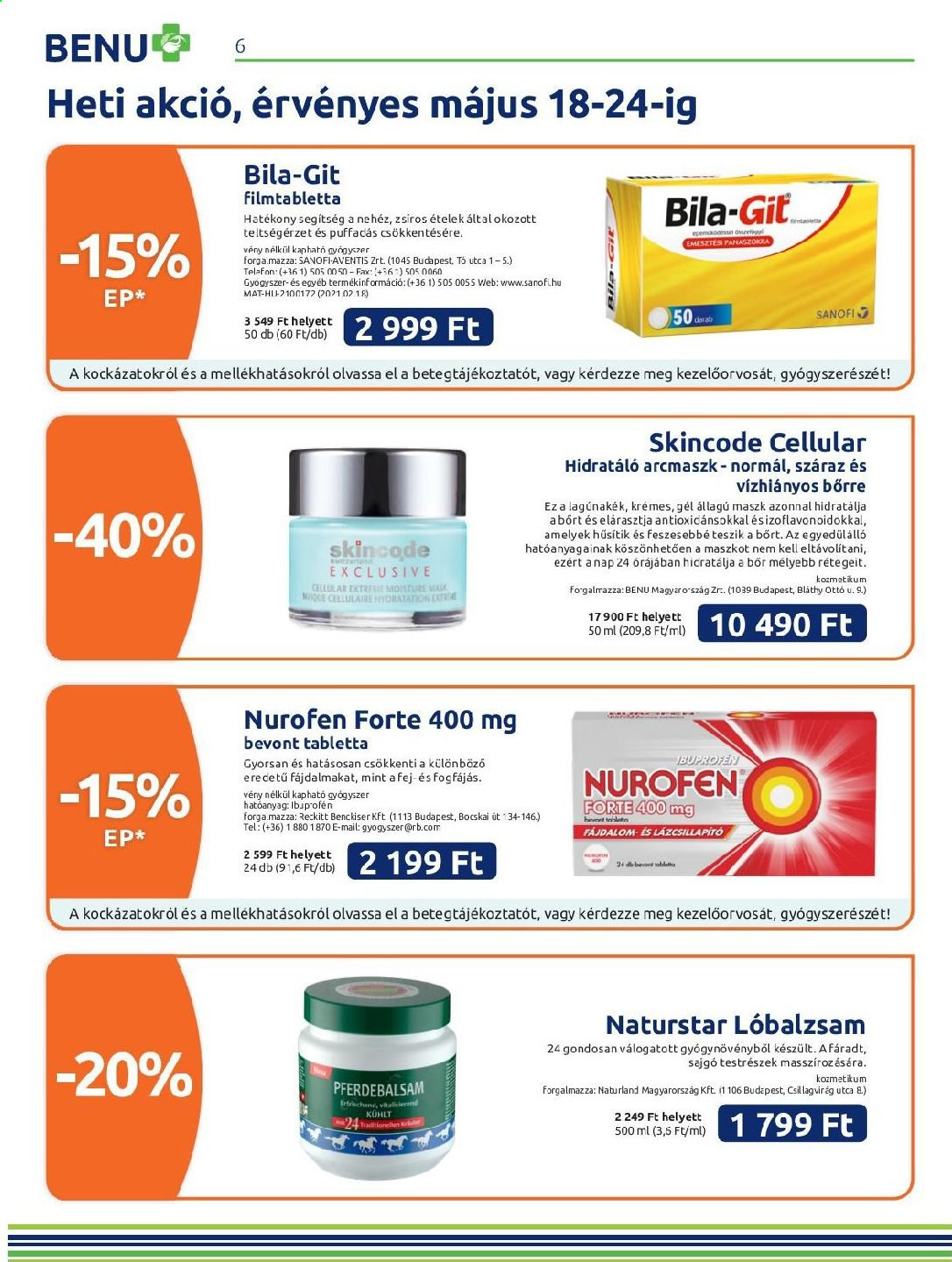BENU Gyógyszertár akciós újságok - 2021.05.01 - 2021.05.31. Oldal 6