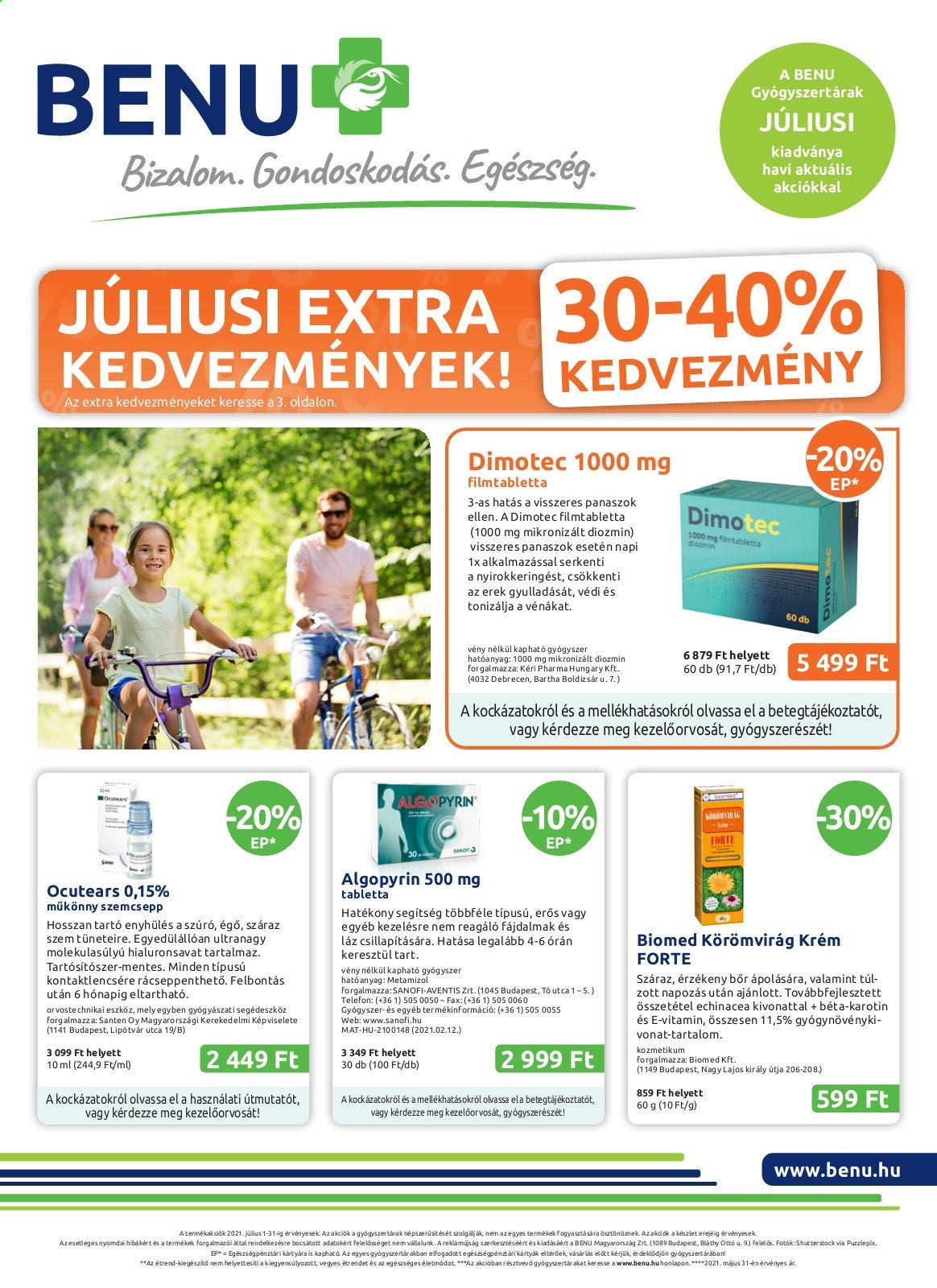BENU Gyógyszertár akciós újságok - 2021.07.01 - 2021.07.31. Oldal 1