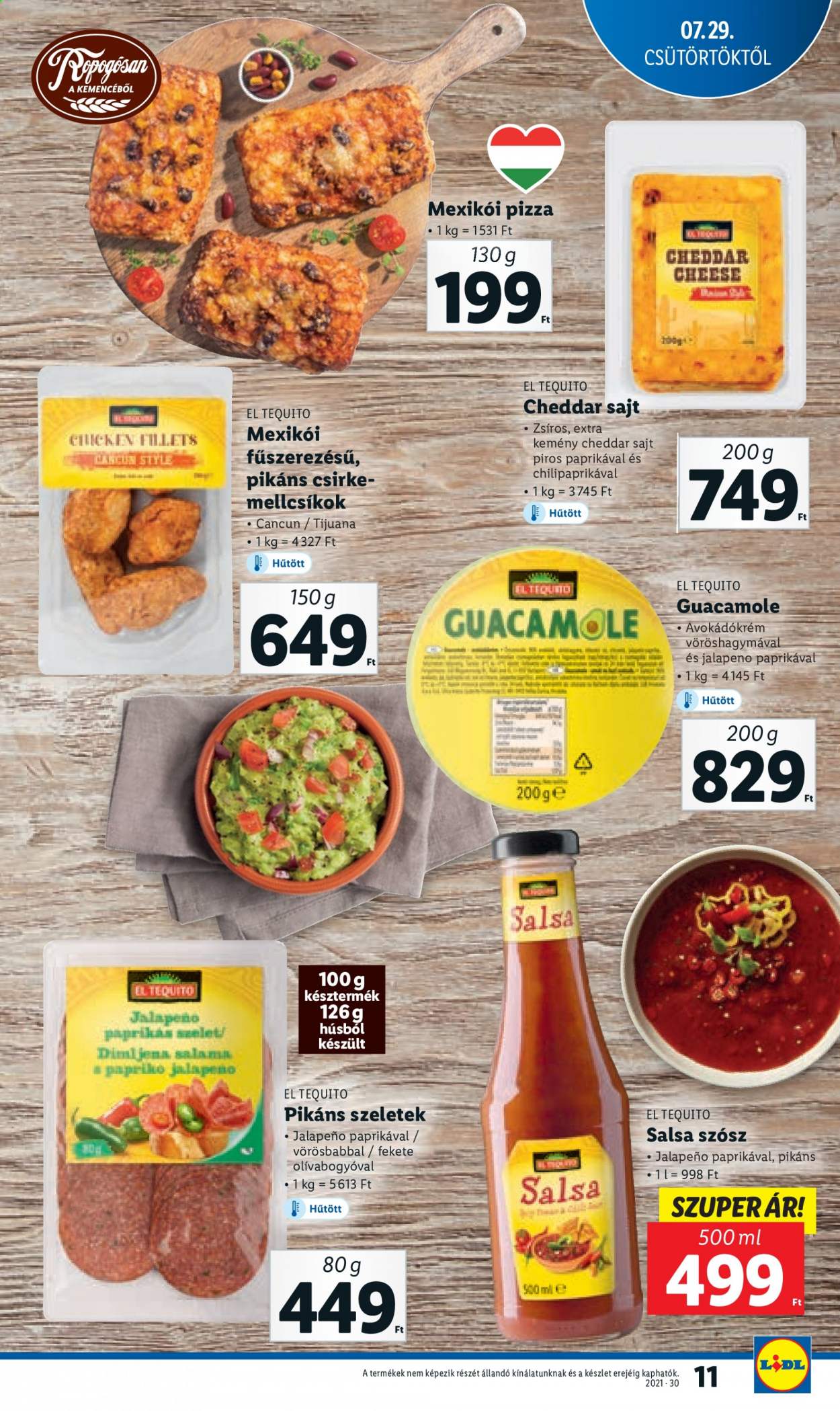 thumbnail - Lidl akciós újsága  - 2021.07.29 - 2021.08.04 - Akciós termékek - jalapeño, pizza, paprikás, sajt, cheddar.  11. Oldal