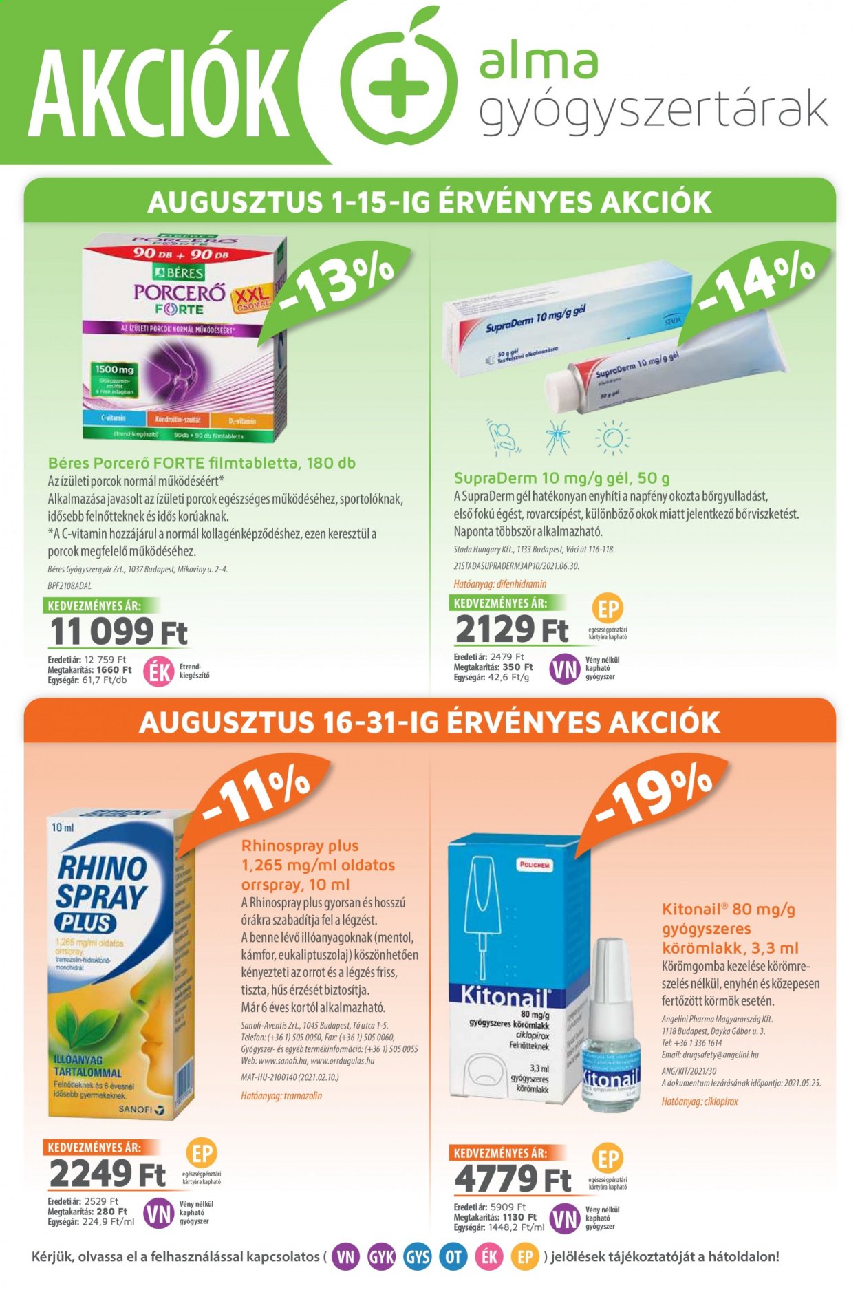 Alma Gyógyszertárak akciós újságok - 2021.08.01 - 2021.08.31. Oldal 1