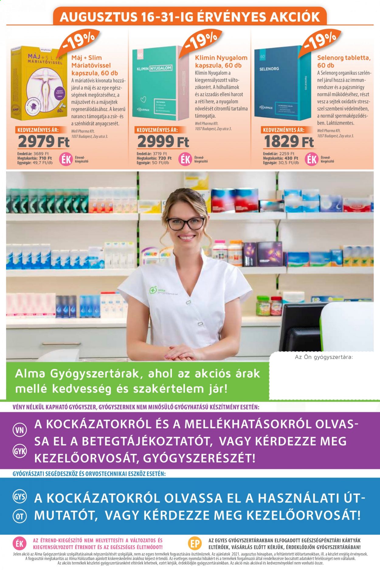 Alma Gyógyszertárak akciós újságok - 2021.08.01 - 2021.08.31. Oldal 20