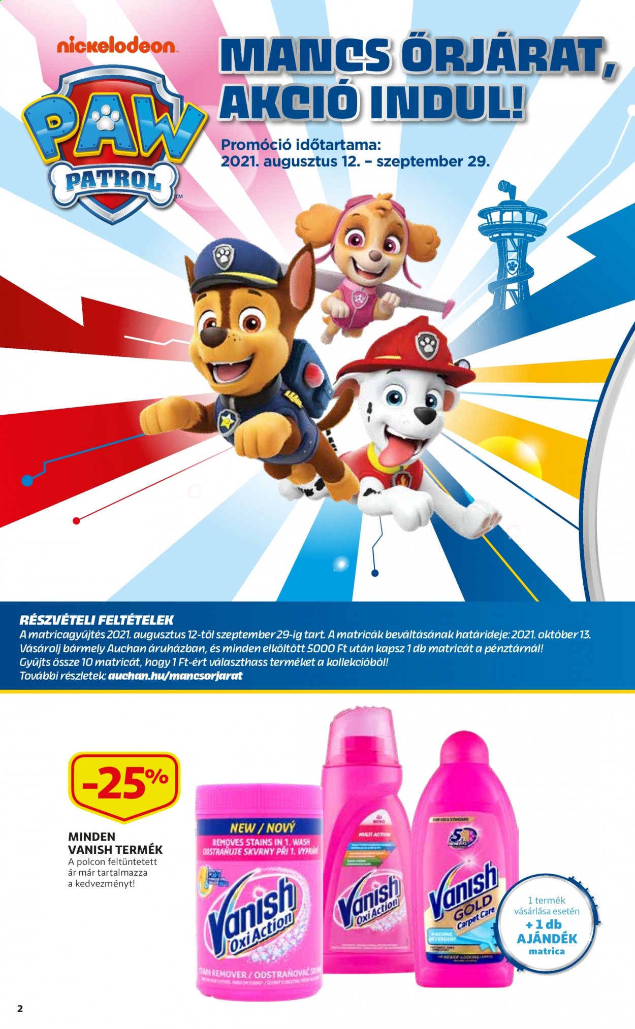 thumbnail - Auchan akciós újsága  - 2021.08.12 - 2021.08.18 - Akciós termékek - Vanish, Mancs őrjárat.  2. Oldal