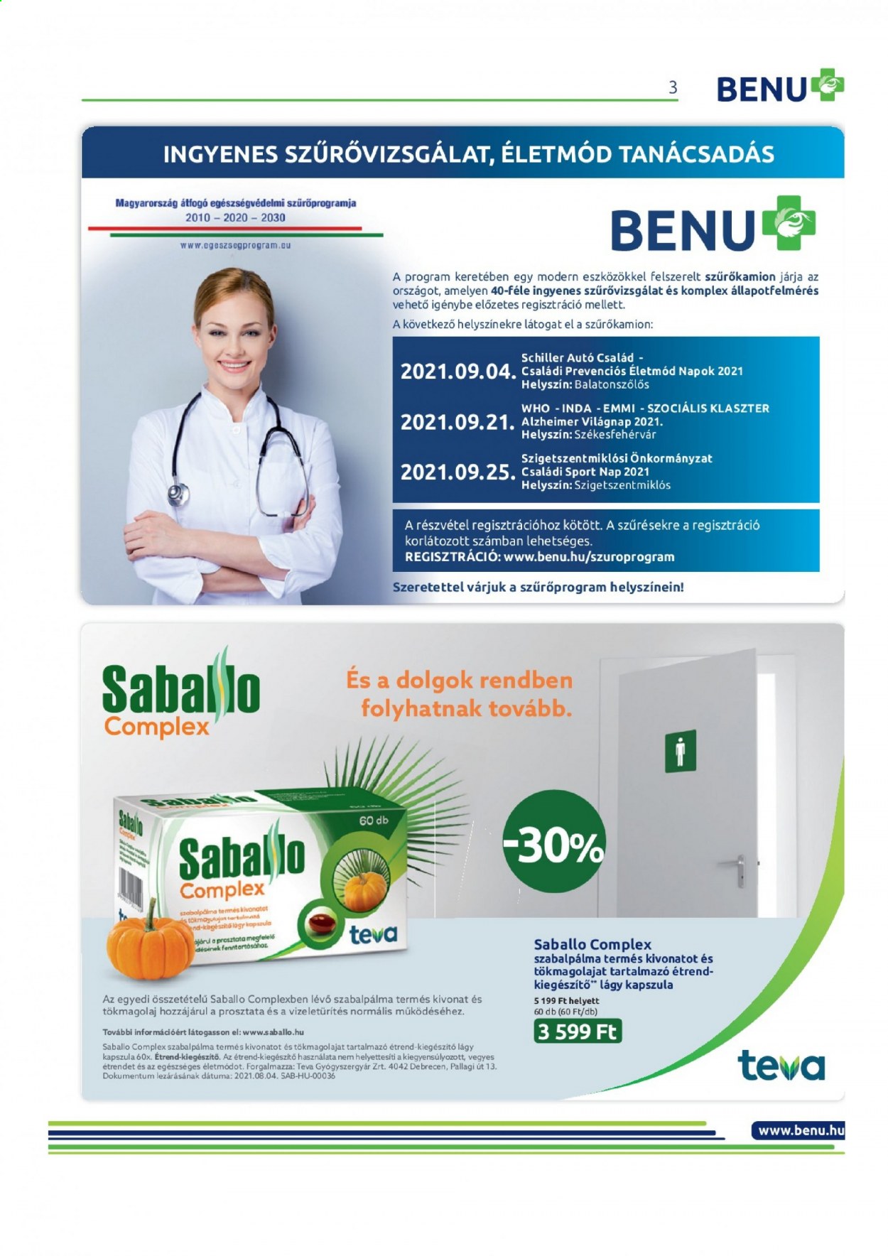 BENU Gyógyszertár akciós újságok - 2021.09.01 - 2021.09.30. Oldal 3