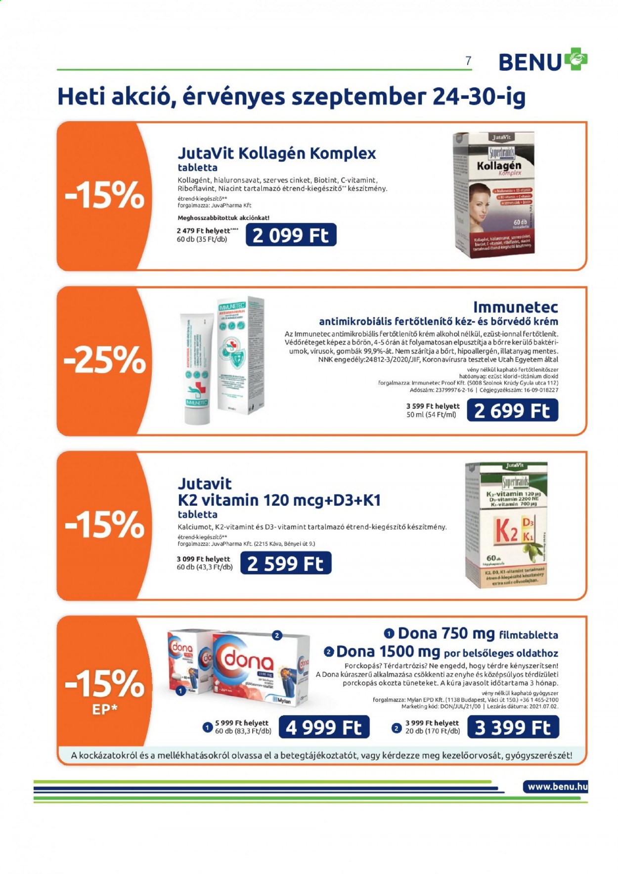 BENU Gyógyszertár akciós újságok - 2021.09.01 - 2021.09.30. Oldal 7
