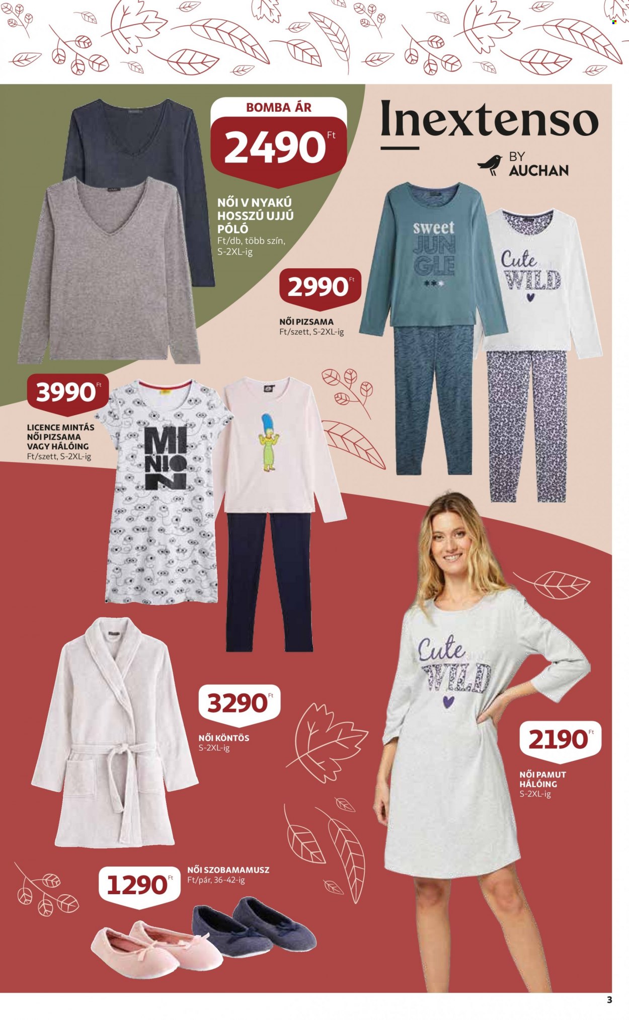 thumbnail - Auchan akciós újsága  - 2021.09.23 - 2021.10.06 - Akciós termékek - póló, pizsama, hálóing.  3. Oldal