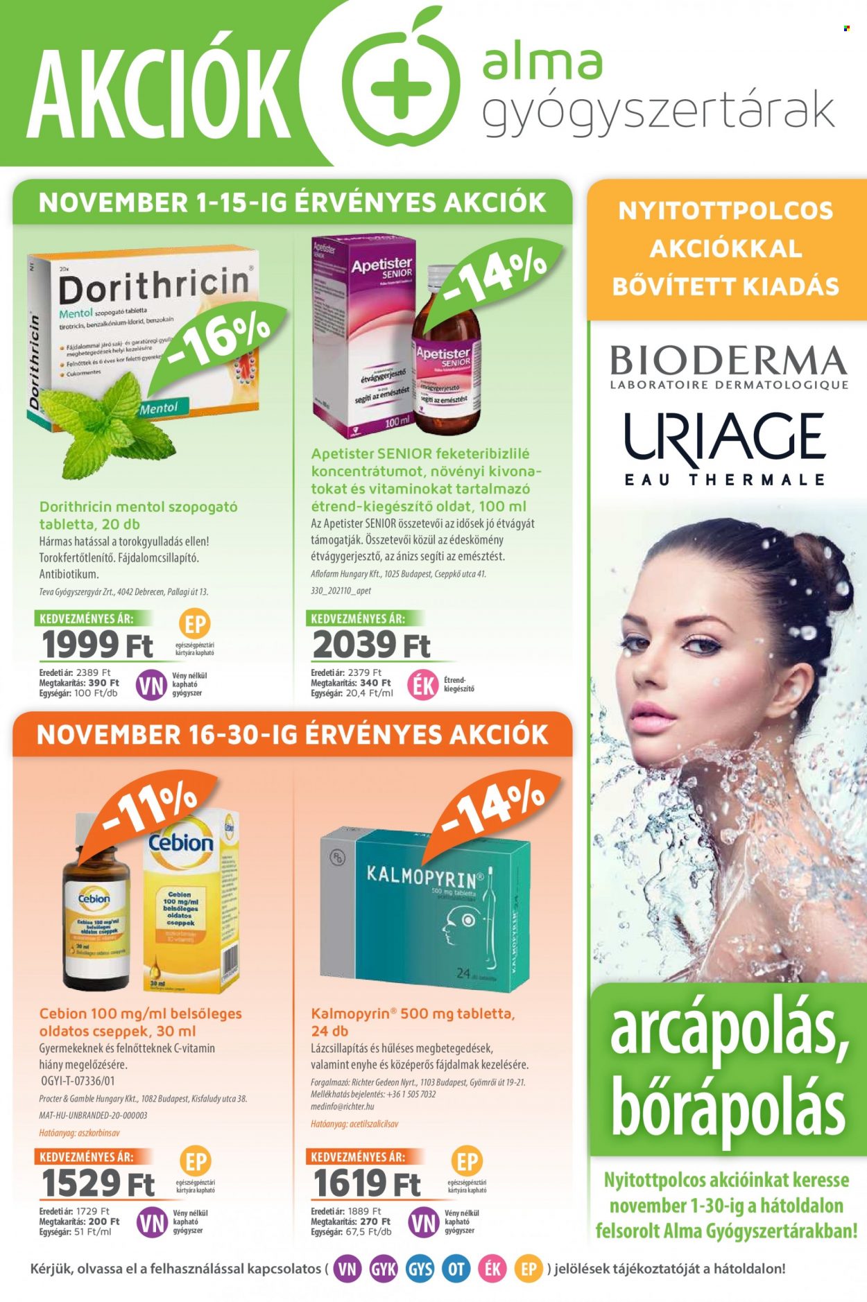 Alma Gyógyszertárak akciós újságok - 2021.11.01 - 2021.11.30. Oldal 1