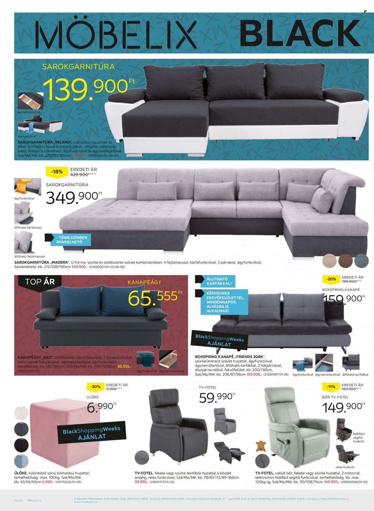 thumbnail - Möbelix akciós újsága  - 2021.11.18 - 2021.12.01 - Akciós termékek - fotel, sarokgarnitúra, ülőke, kanapé, kanapéágy, TV-fotel, díszpárna.  2. Oldal
