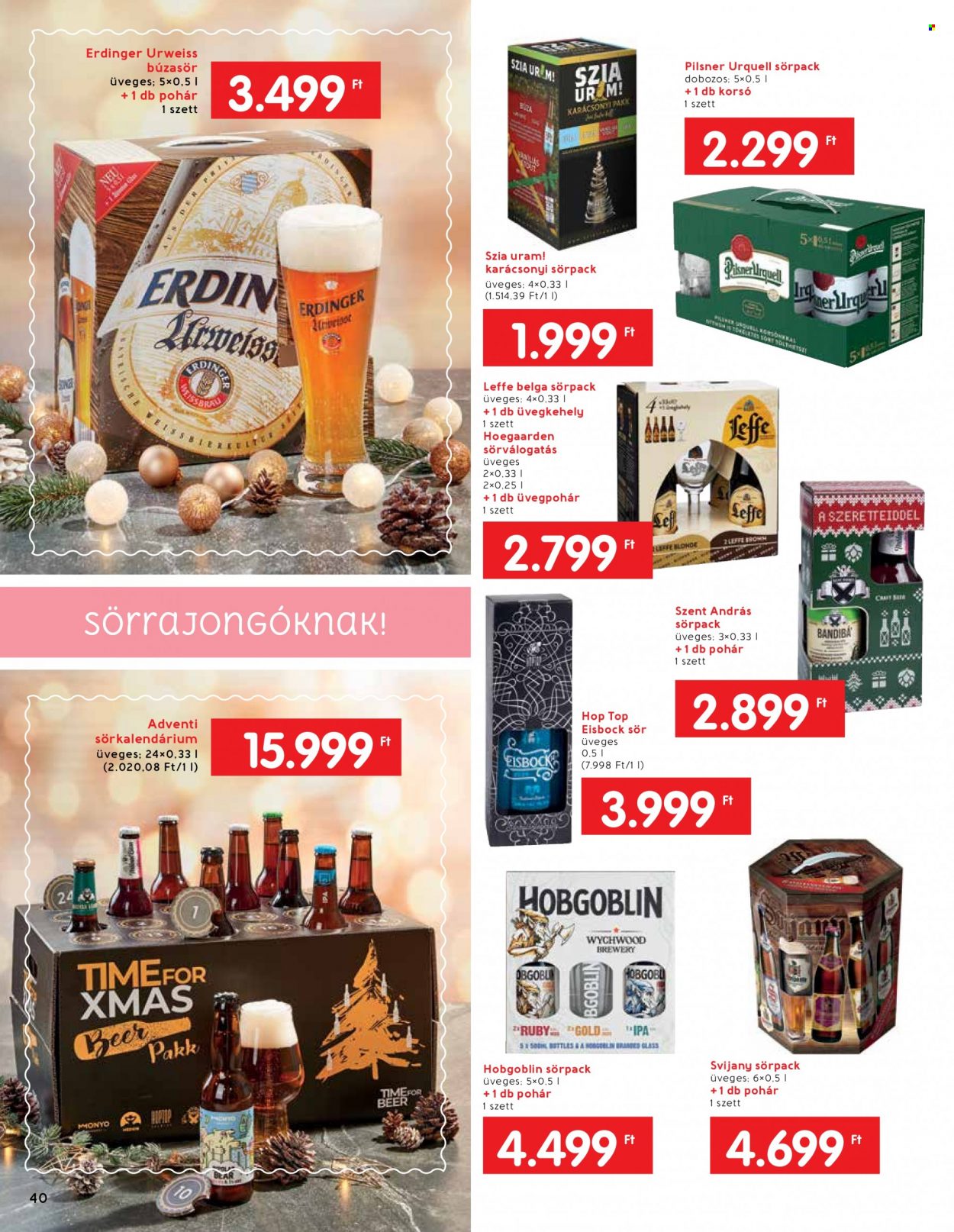 thumbnail - INTERSPAR akciós újsága  - 2021.11.24 - 2021.12.24 - Akciós termékek - sör, Hoegaarden, Leffe, búzasör, Pilsner Urquell, pohár.  40. Oldal