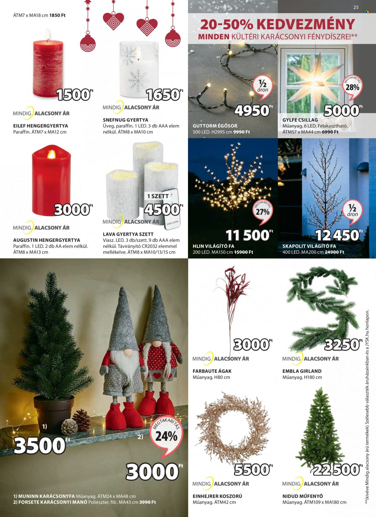 thumbnail - JYSK akciós újsága  - 2021.11.29 - 2021.12.12 - Akciós termékek - gyertya, karácsonyfa, koszorú, égősor.  25. Oldal