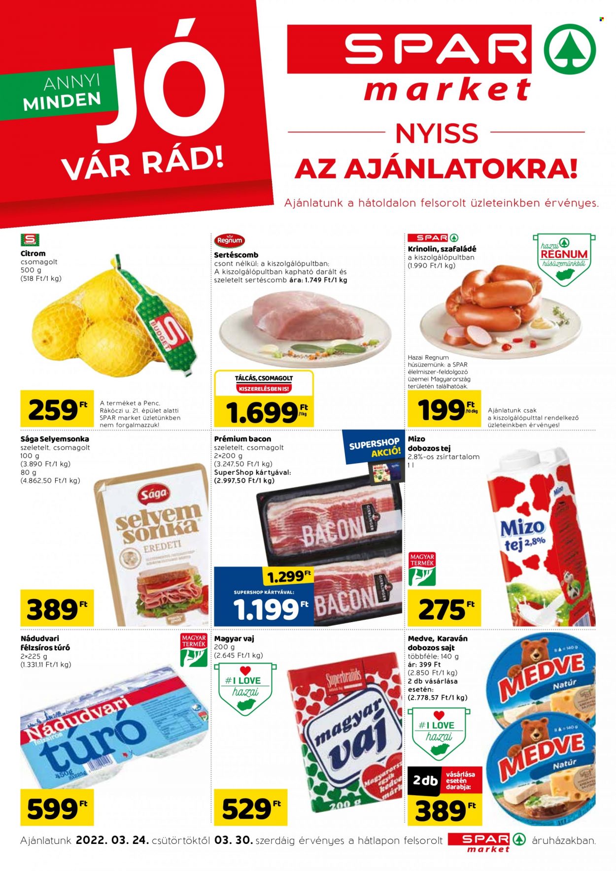 SPAR market akciós újságok - 2022.03.24 - 2022.03.30. Oldal 1