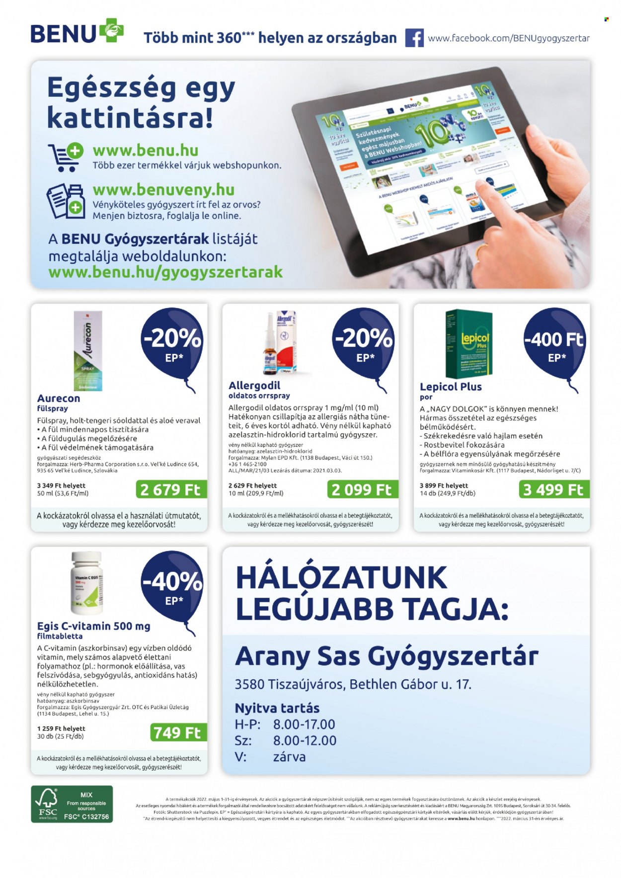 BENU Gyógyszertár akciós újságok - 2022.05.01 - 2022.05.31. Oldal 36
